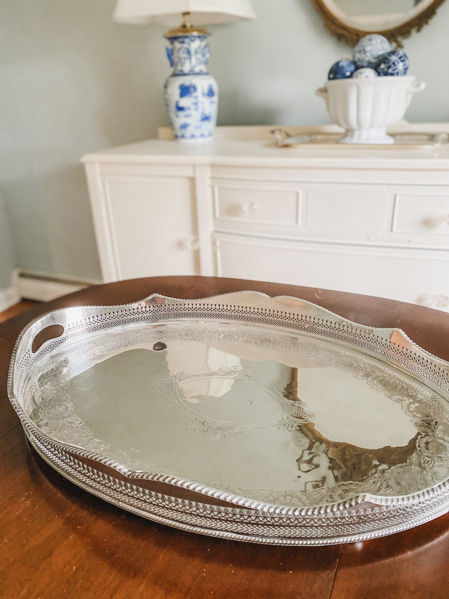 Huge Antique Gallery Tray