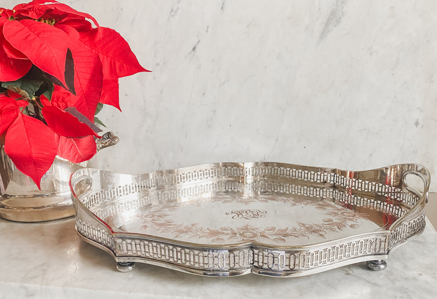 Beautifully Detailed Antique Gallery Tray