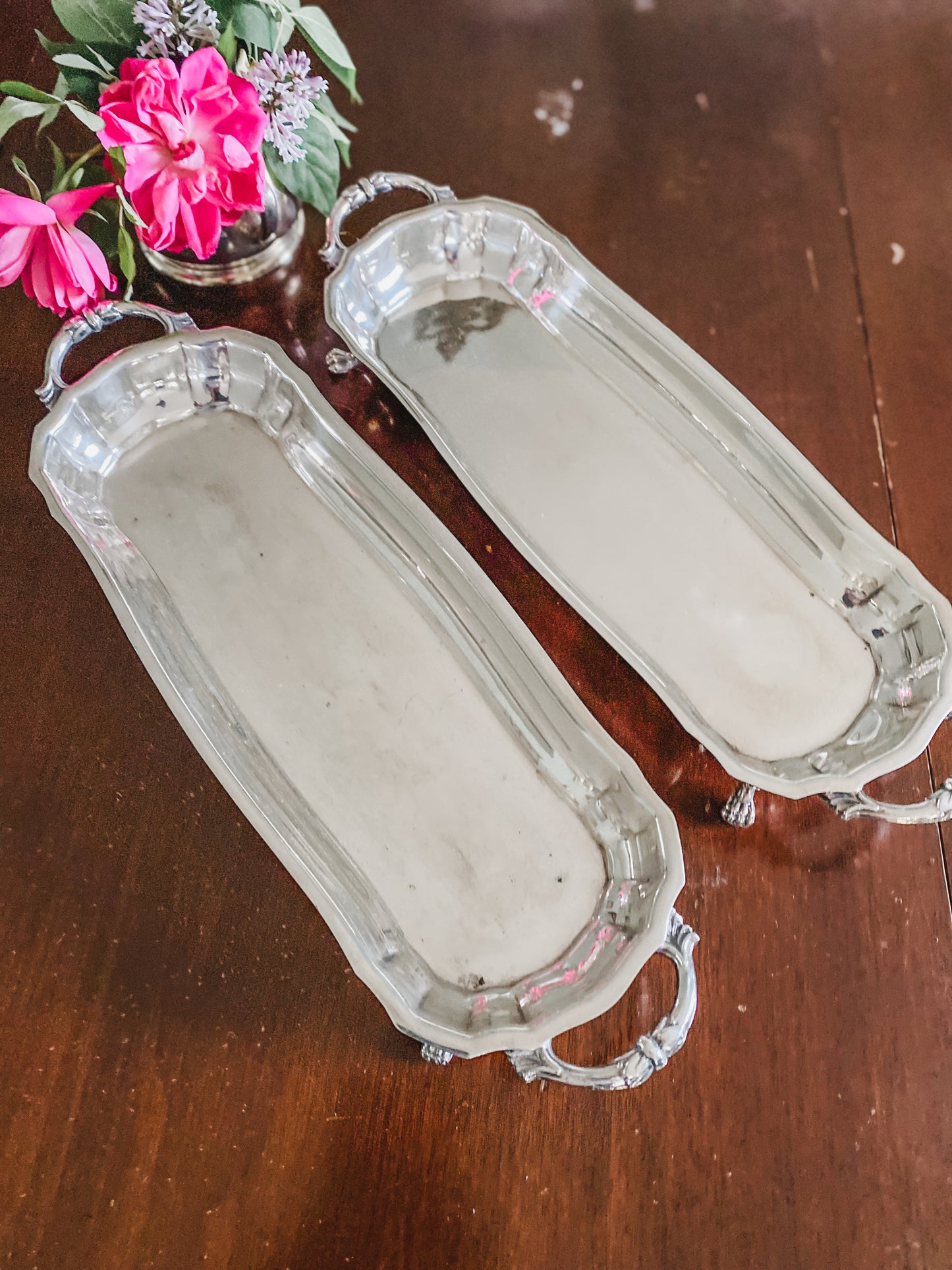 Pair of claw footed trays