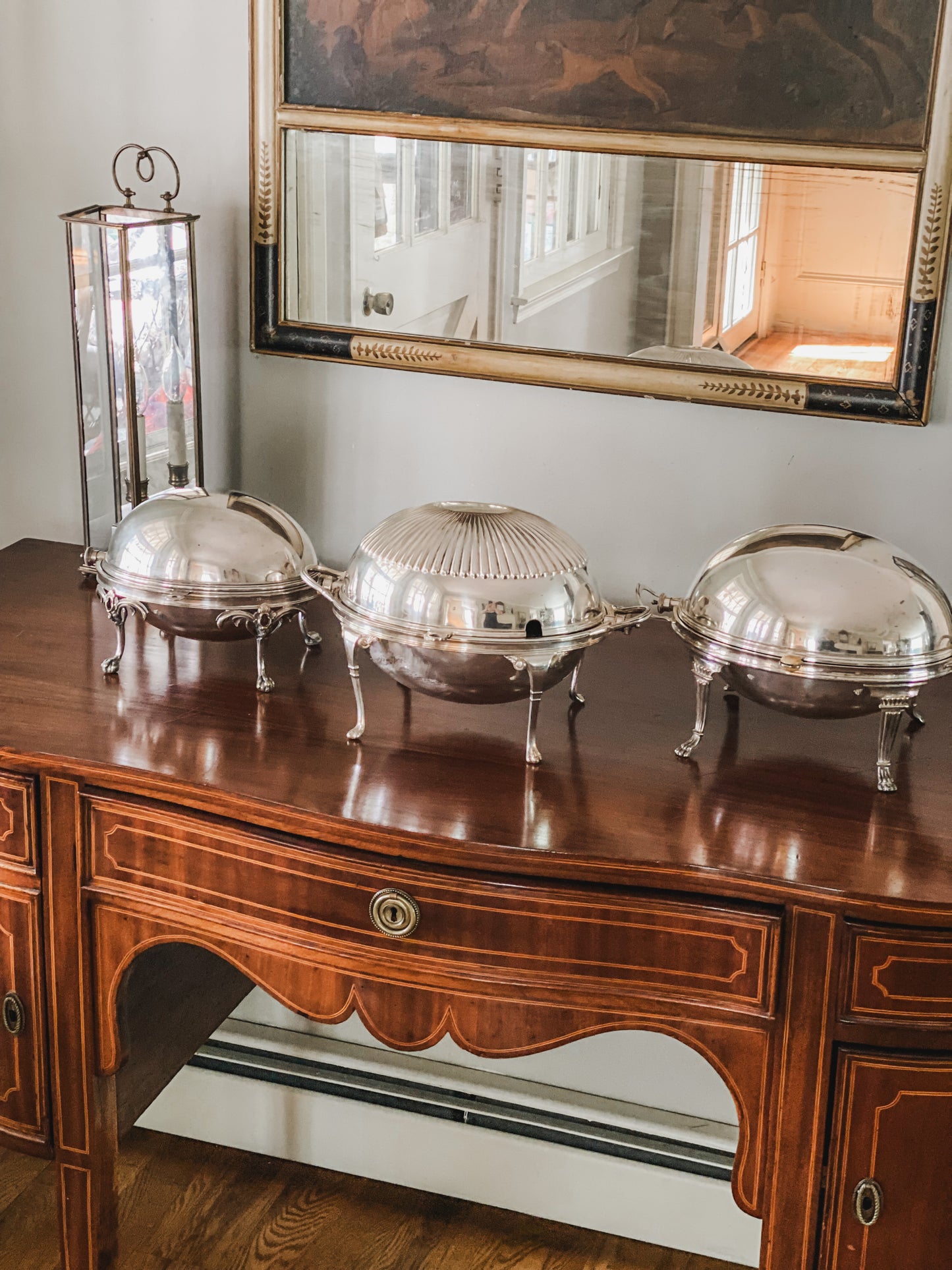 Lovely Antique Revolving Dome Server. (First on left)