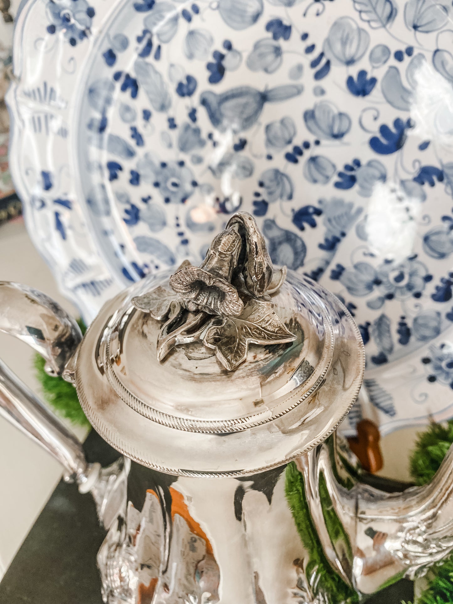 James Allan Antique Sheffield Teapot with Repoussé Fruit Design