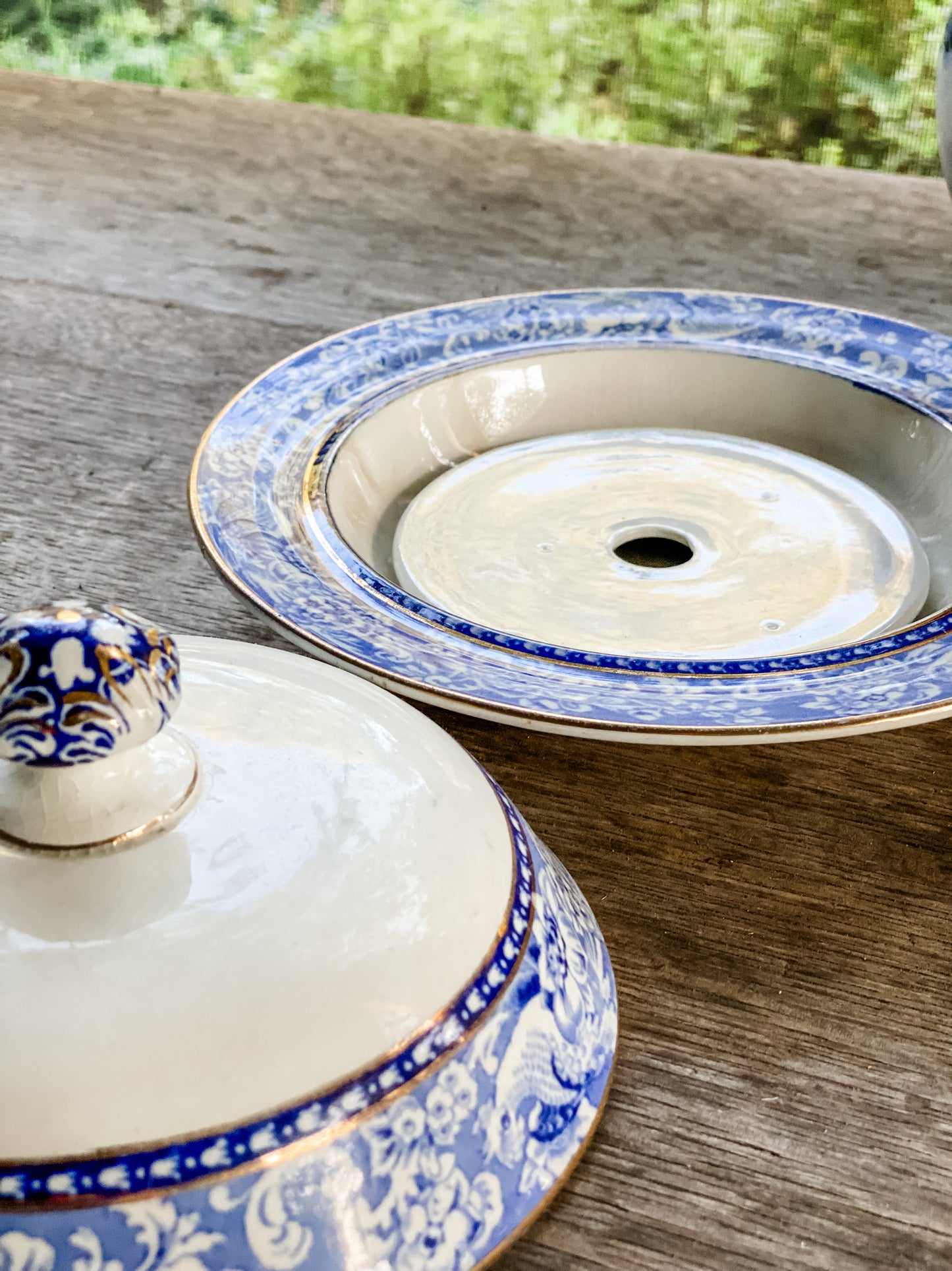 Blue and White Antique Butter Dish