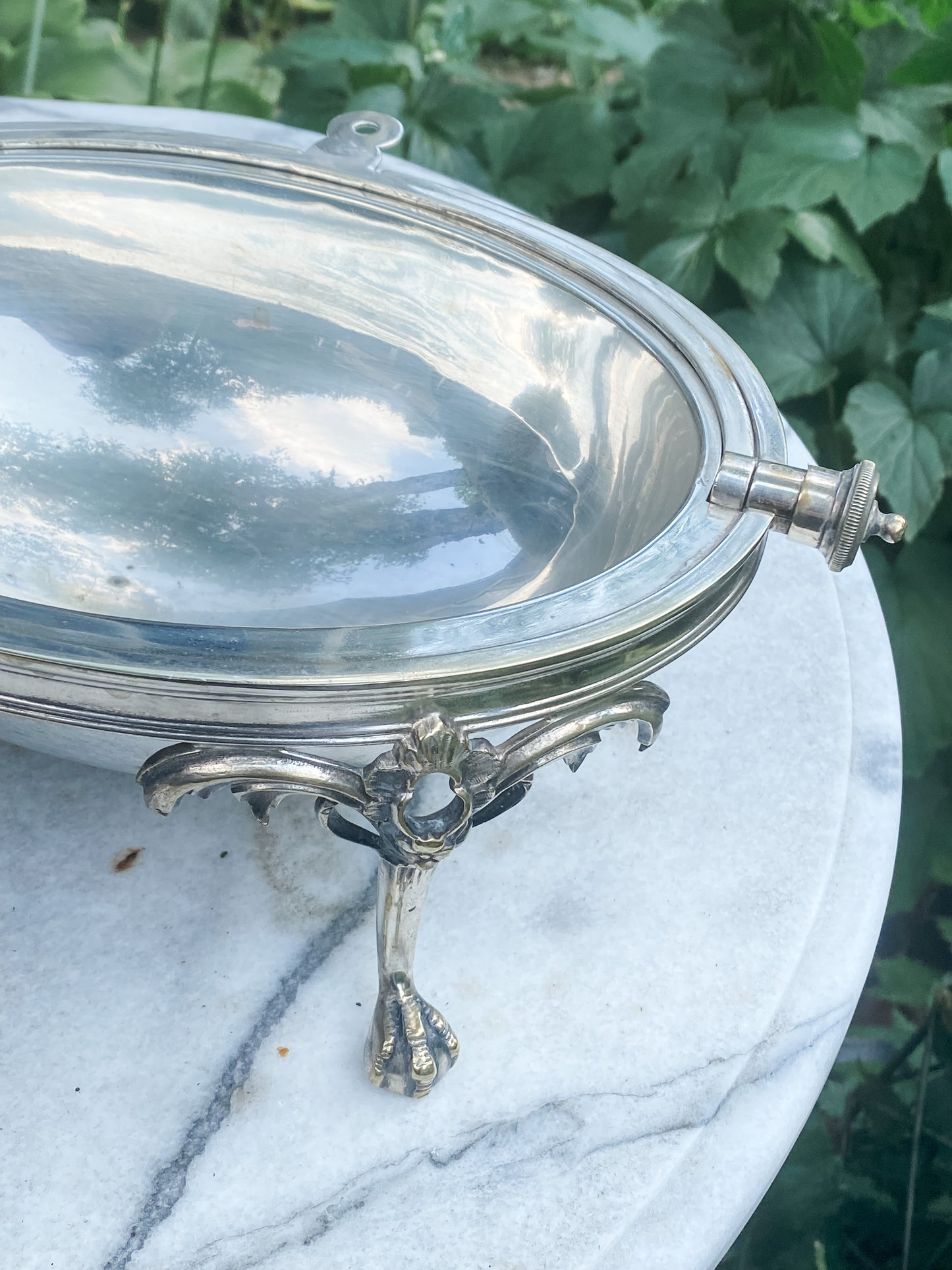 Lovely Antique Revolving Dome Server. (First on left)