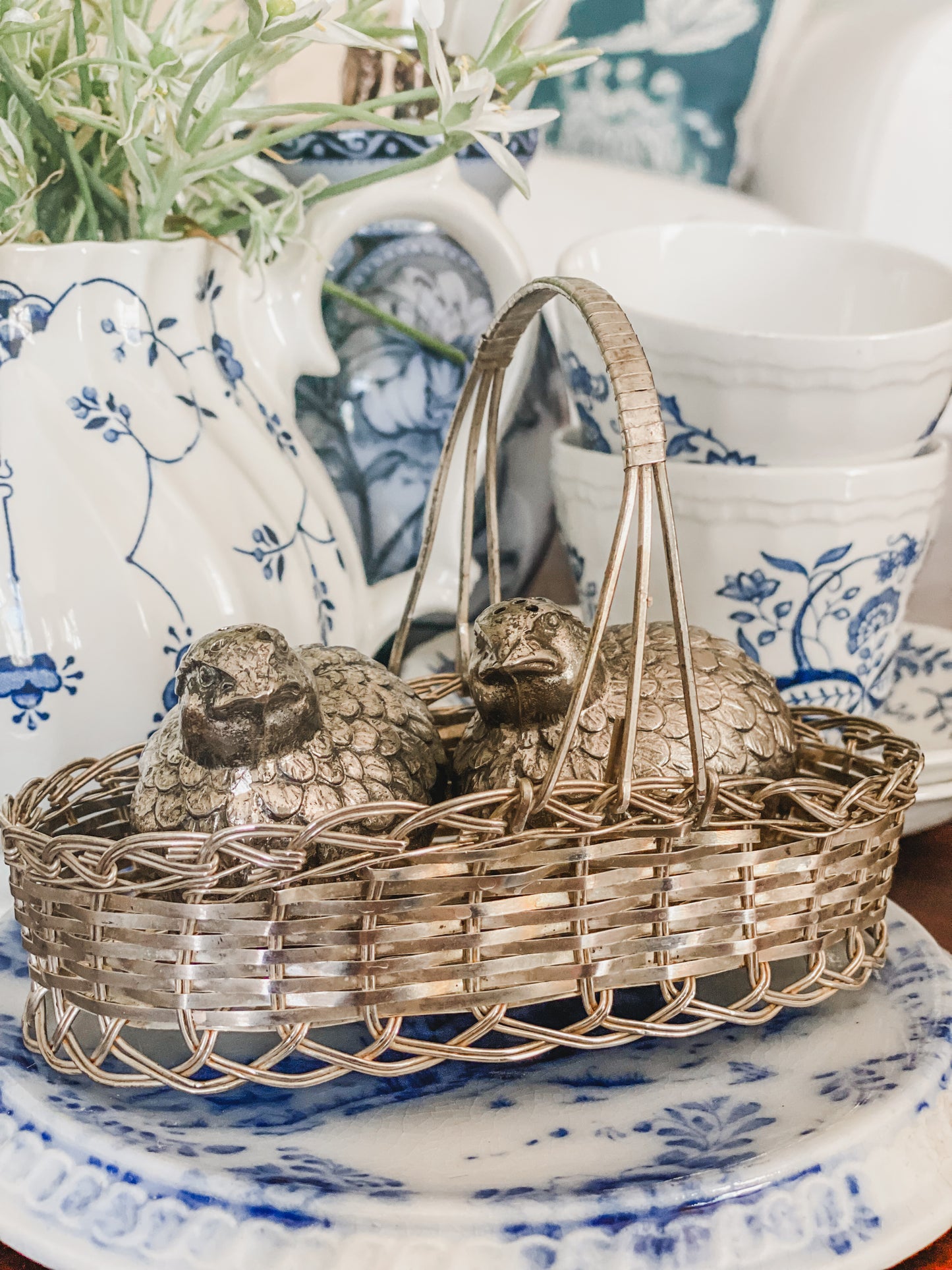 Bird Salt and Peppers in Basket