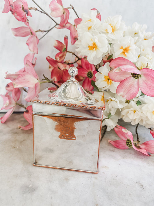 Glossy Antique Box | Possibly Old Sheffield Plate | 4.25” Tall