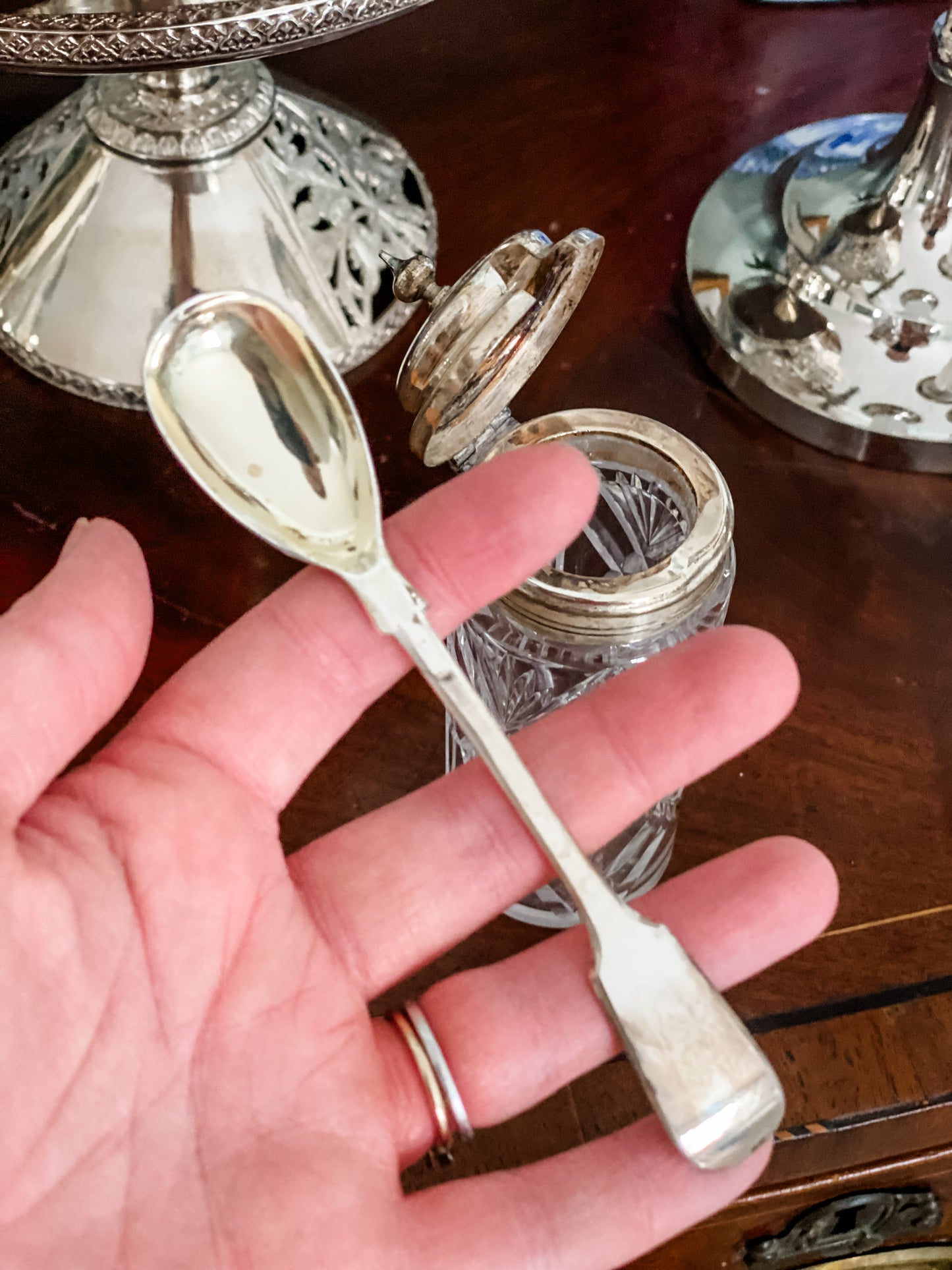 Antique Crystal Condiment Jar