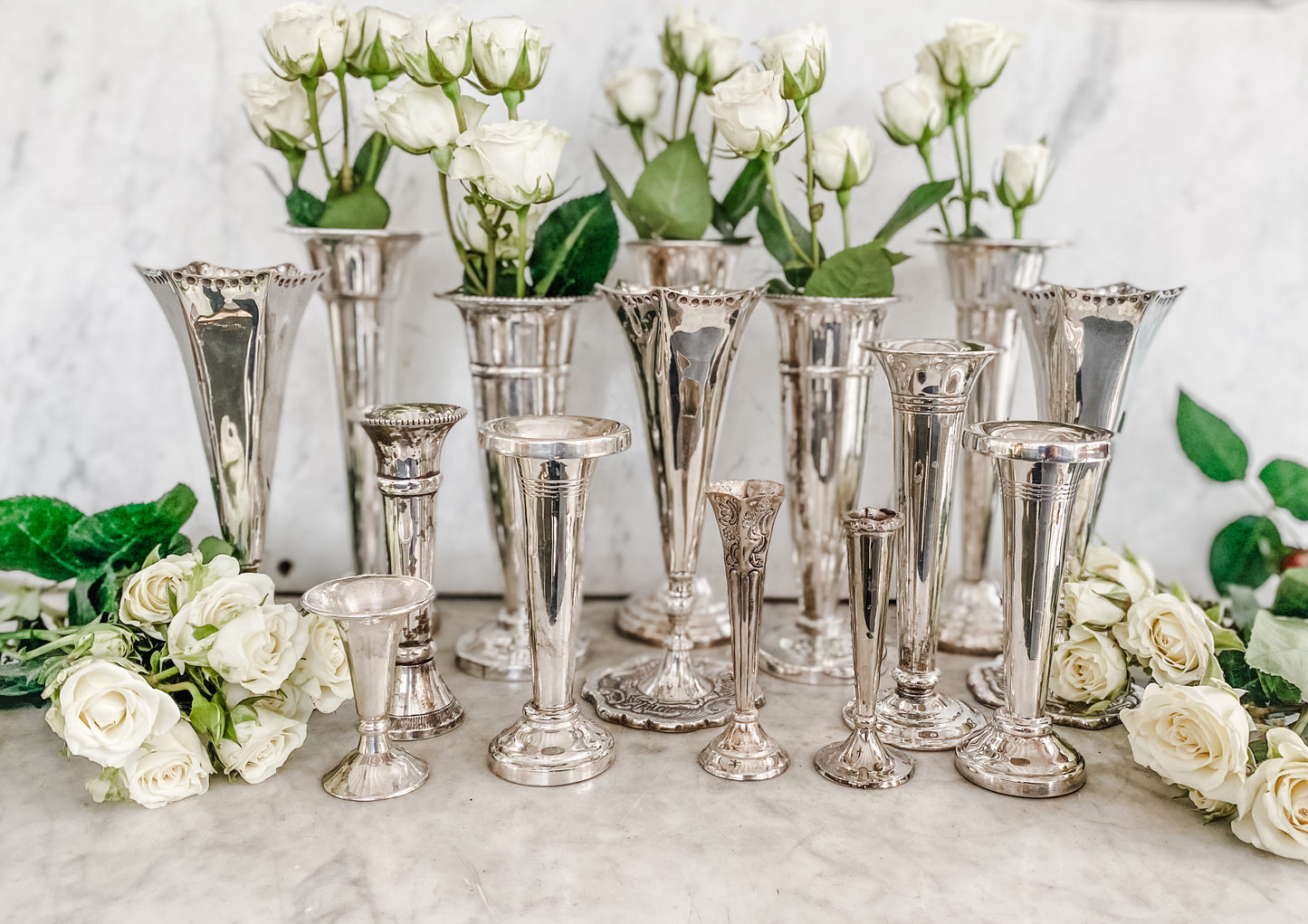 Fabulous Collection of 15 Trumpet Vases