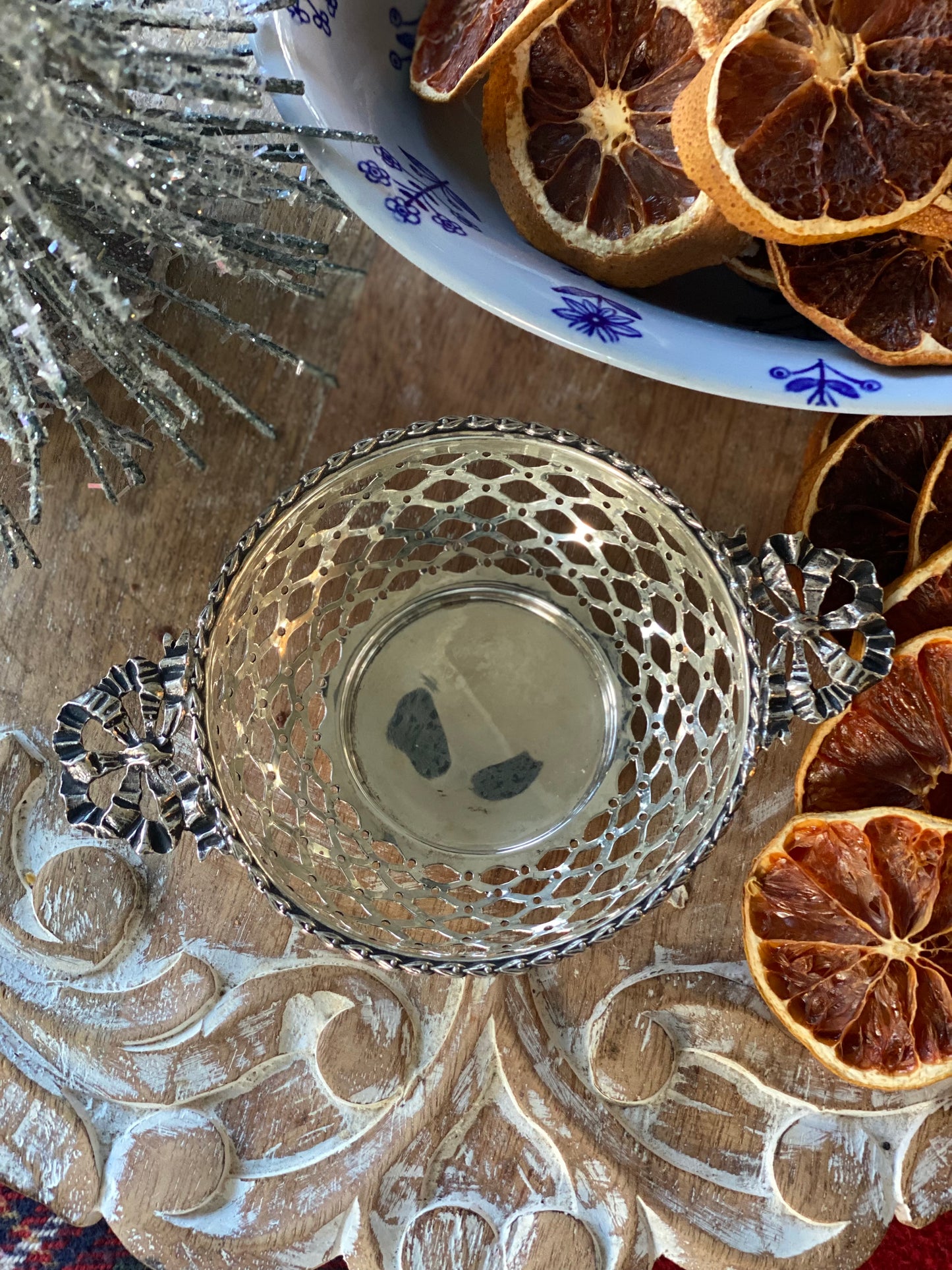 Sterling Silver Antique Nut Dish