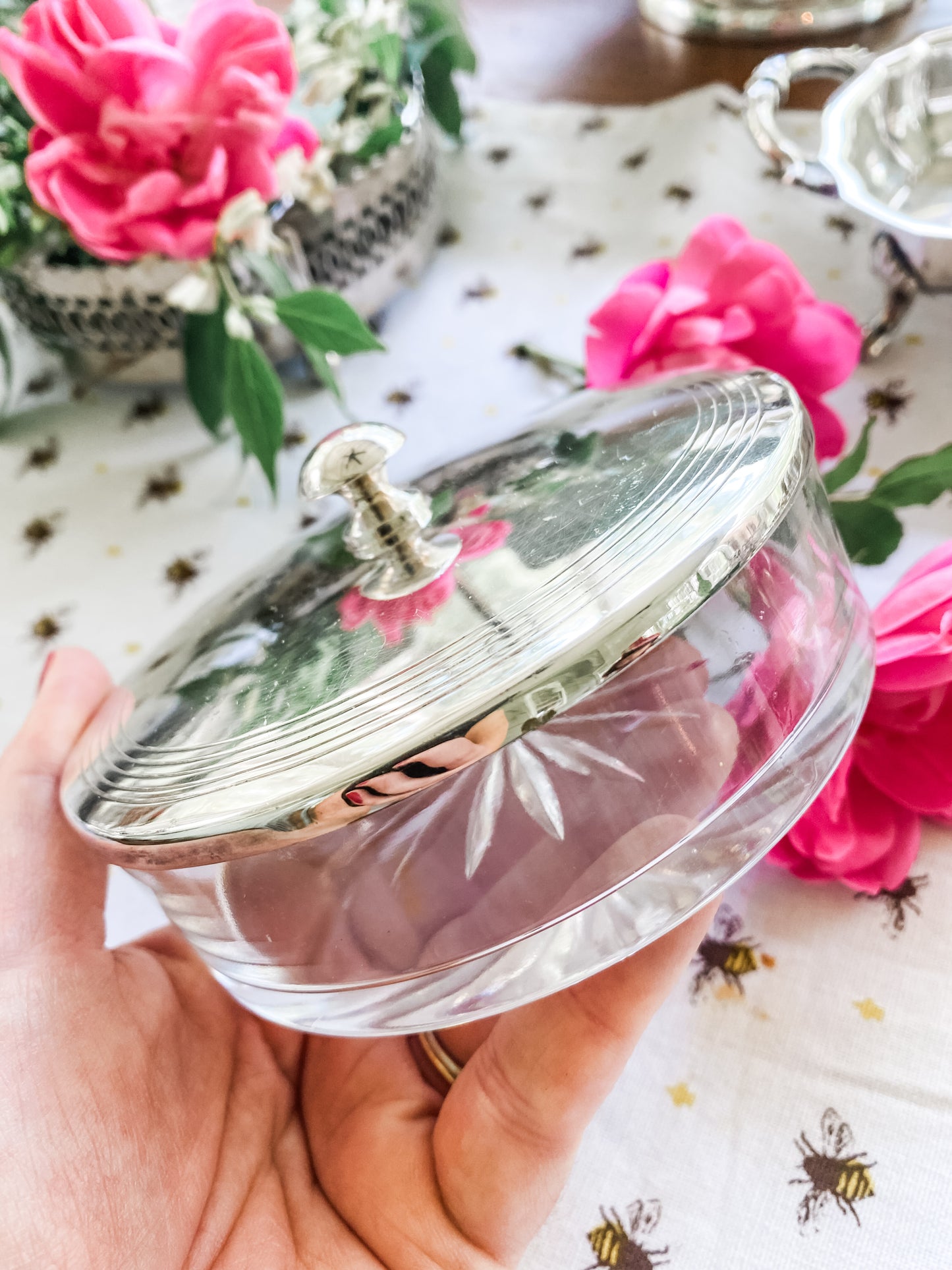 Charming antique Glass and Silver Bowl