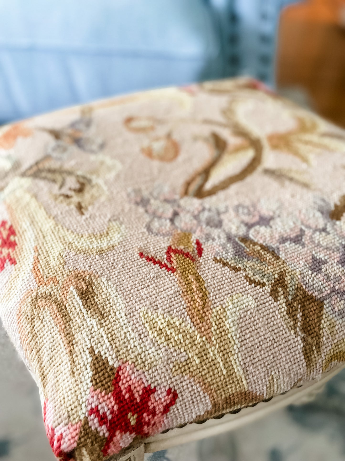 Beautiful Needlepoint Louis XVI Stool