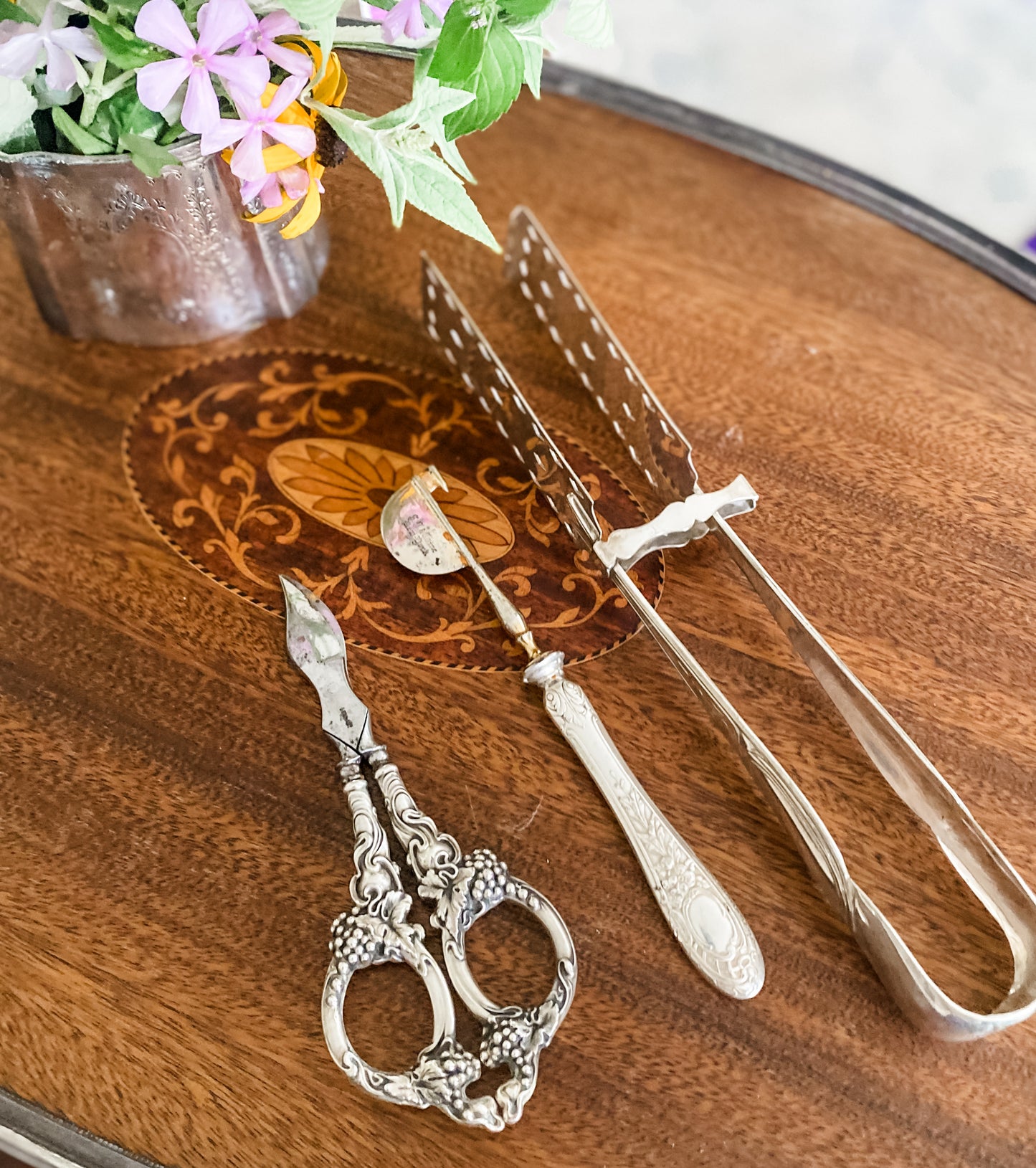 Serving Set including Citrus Peeler, Grape Sheers, and Asparagus Server