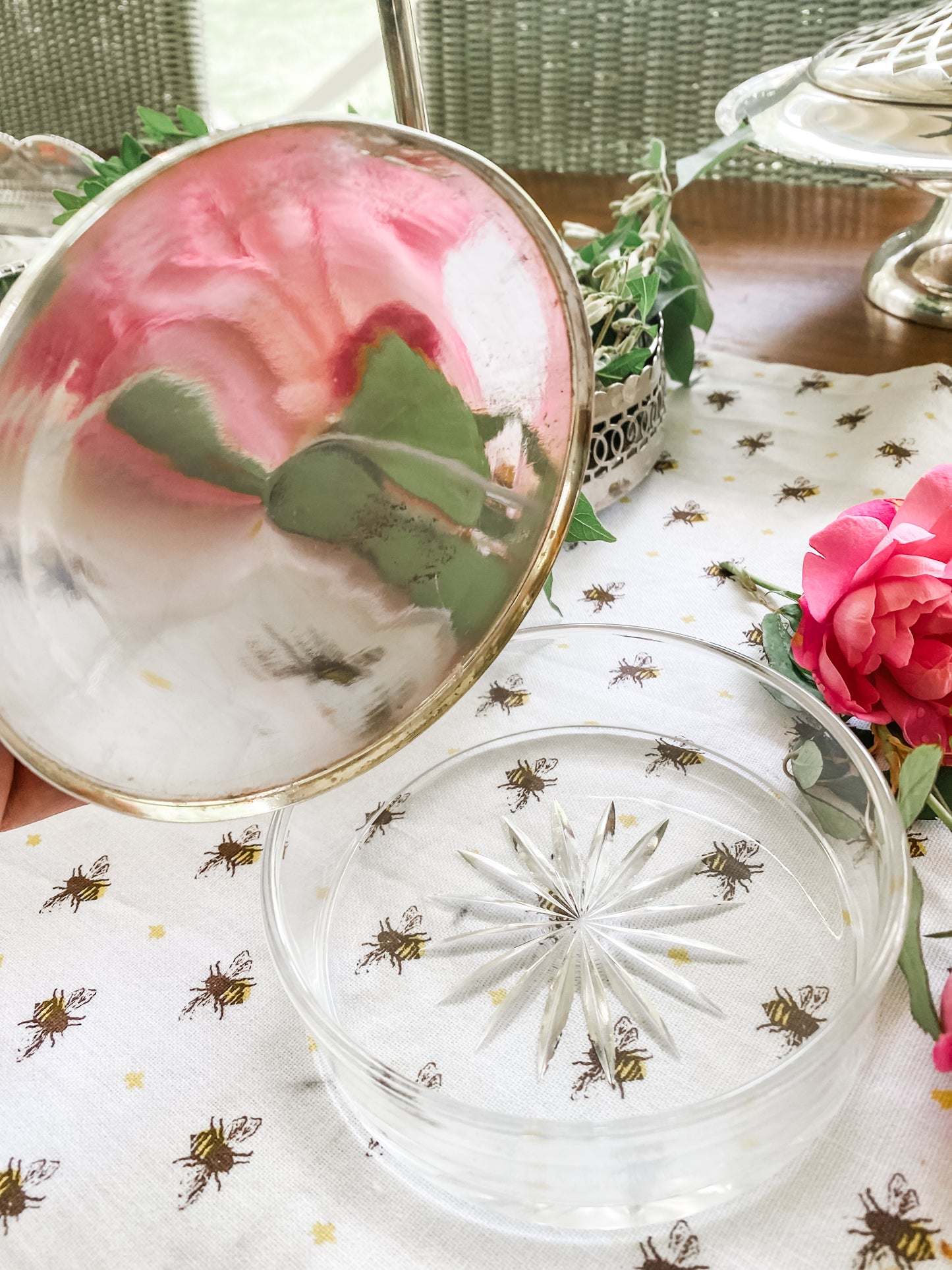 Charming antique Glass and Silver Bowl