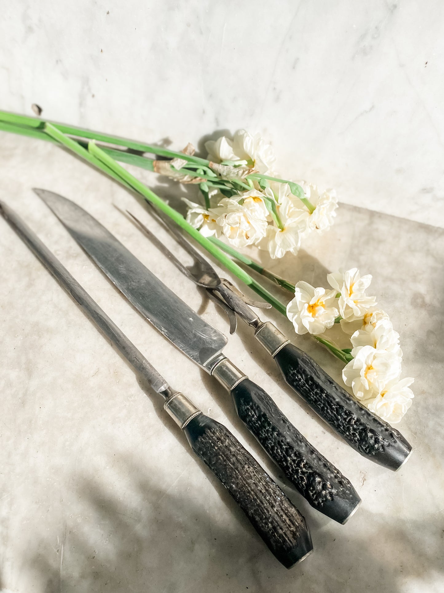 Vintage Royal Cutlery Co. Carving Set – Staghorn Handle & Beaded Ferrules