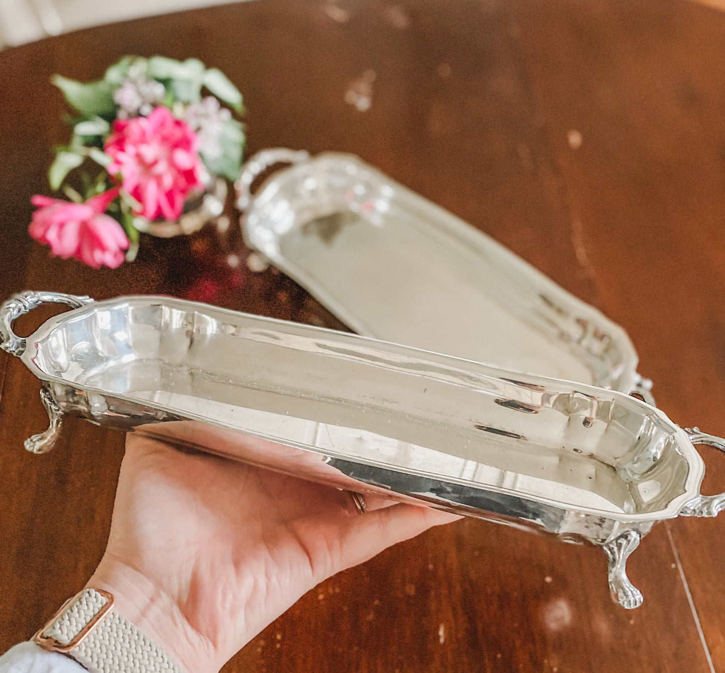 Pair of claw footed trays