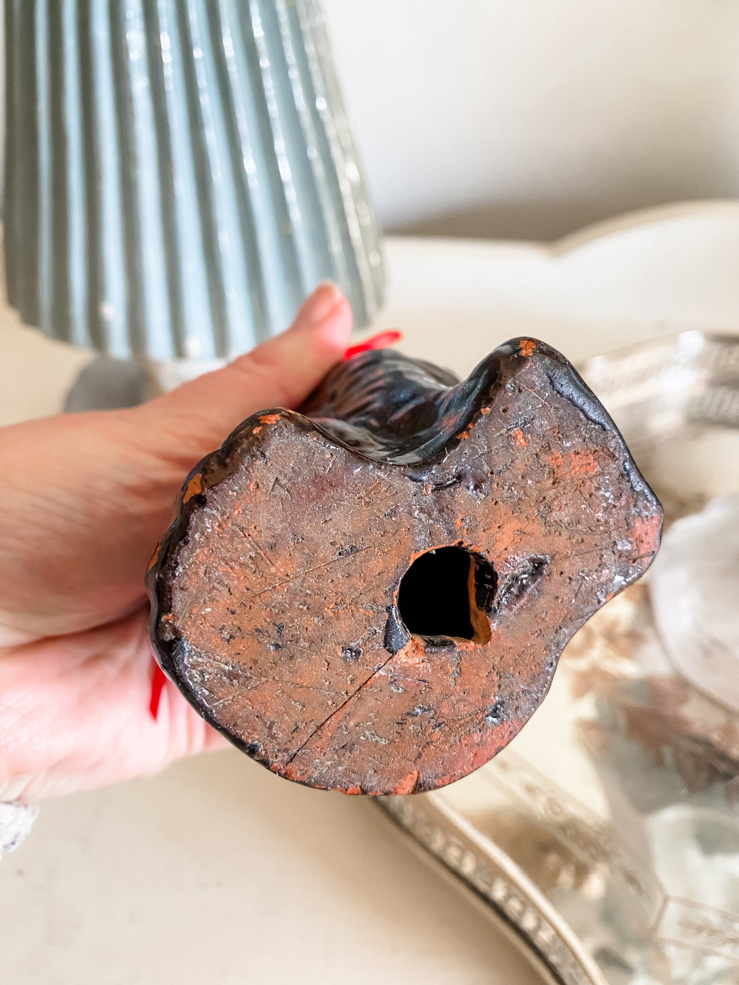 Earthenware Chocolate Glazed Staffordshire Dog - Signs of a John Bell