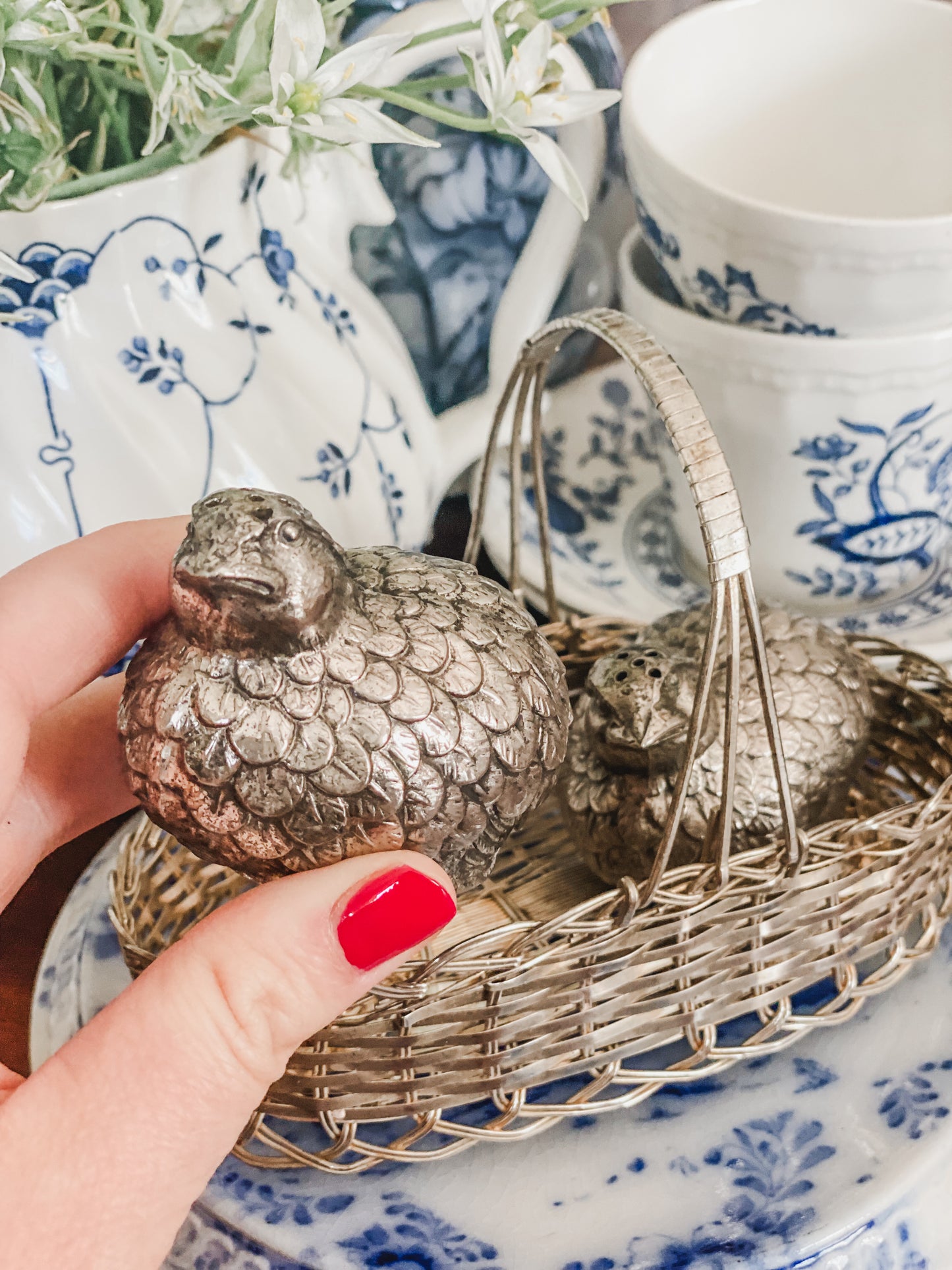 Bird Salt and Peppers in Basket