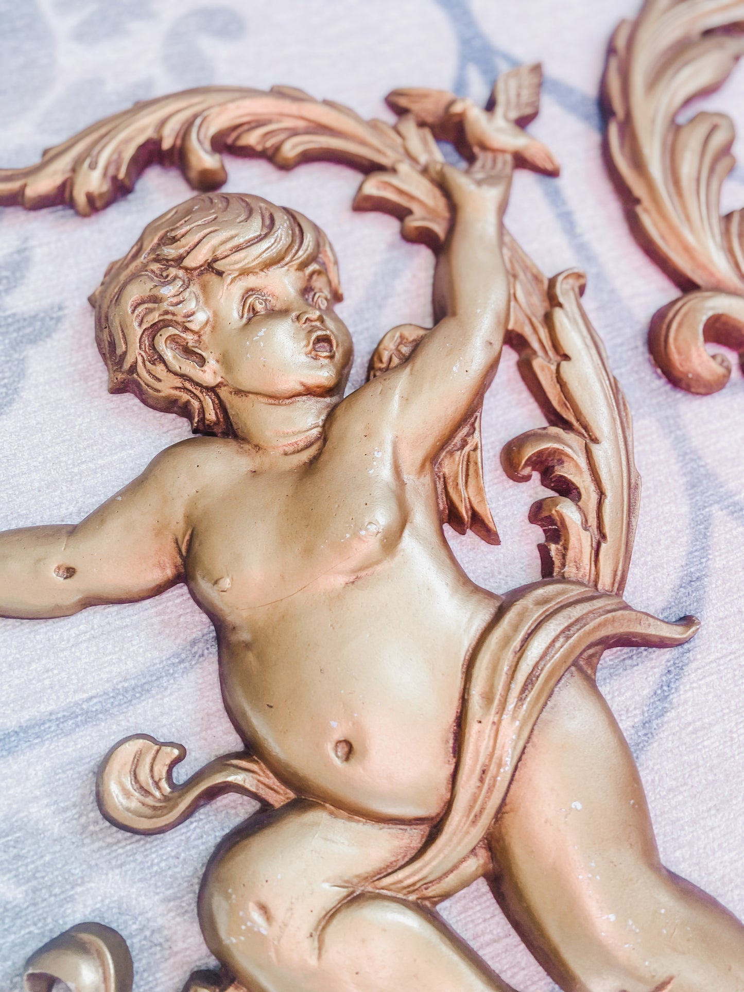 Pair of Large Vintage Putti Wall Plaques