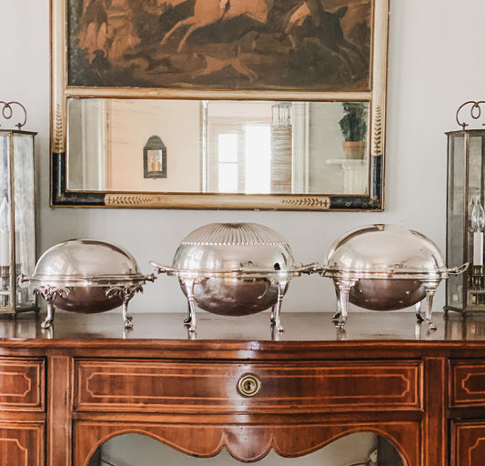 Lovely Antique Revolving Dome Server. (First on left)