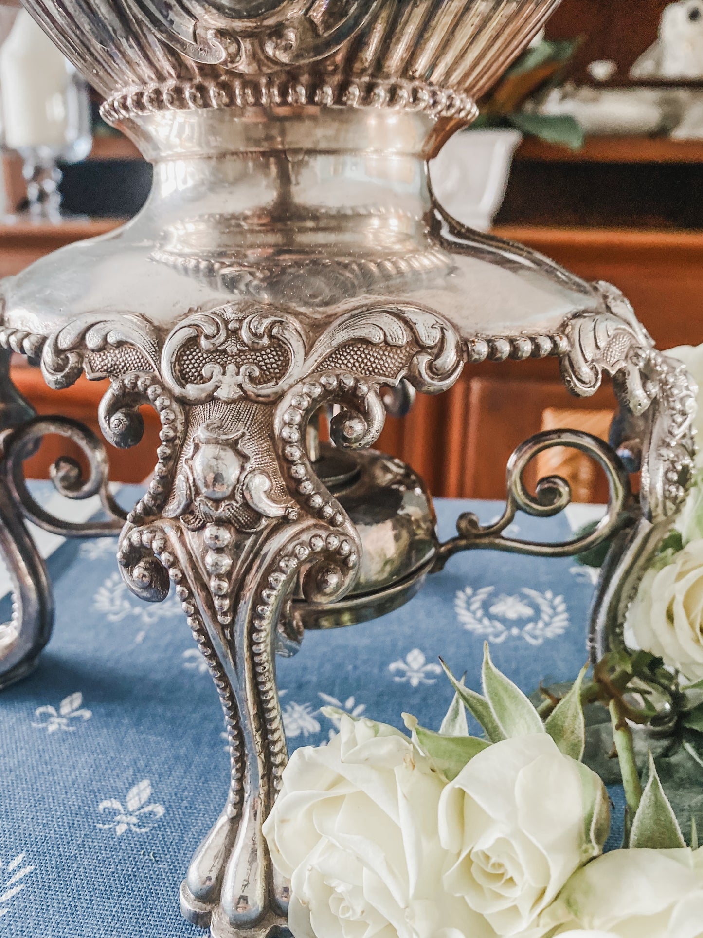 Magnificent Early 1800s Silverplate Hot Water Urn – Ornate Design with Original Burner