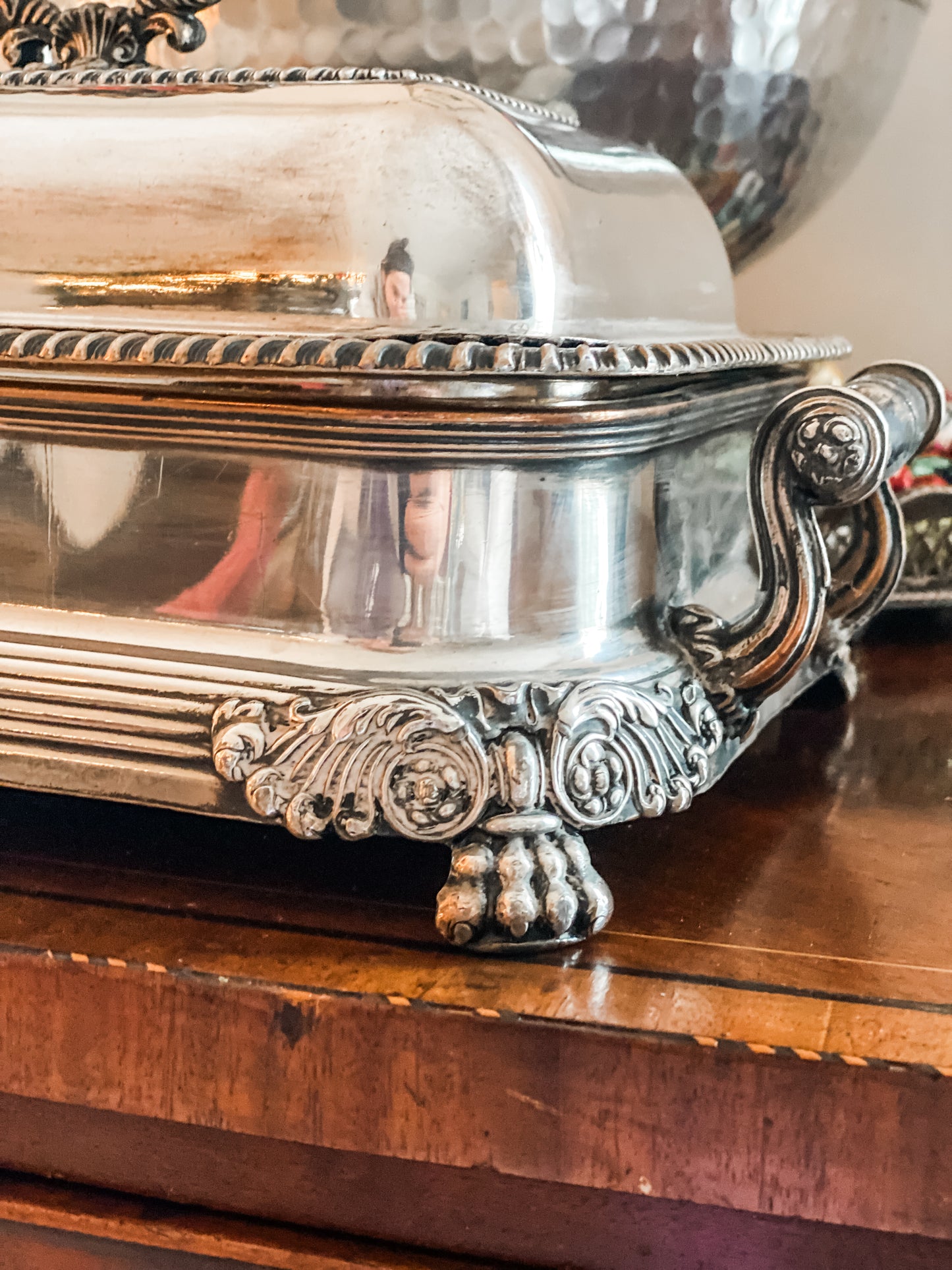 Historic and Remarkable Example of Old Sheffield Plate 3-piece Chafing Dish