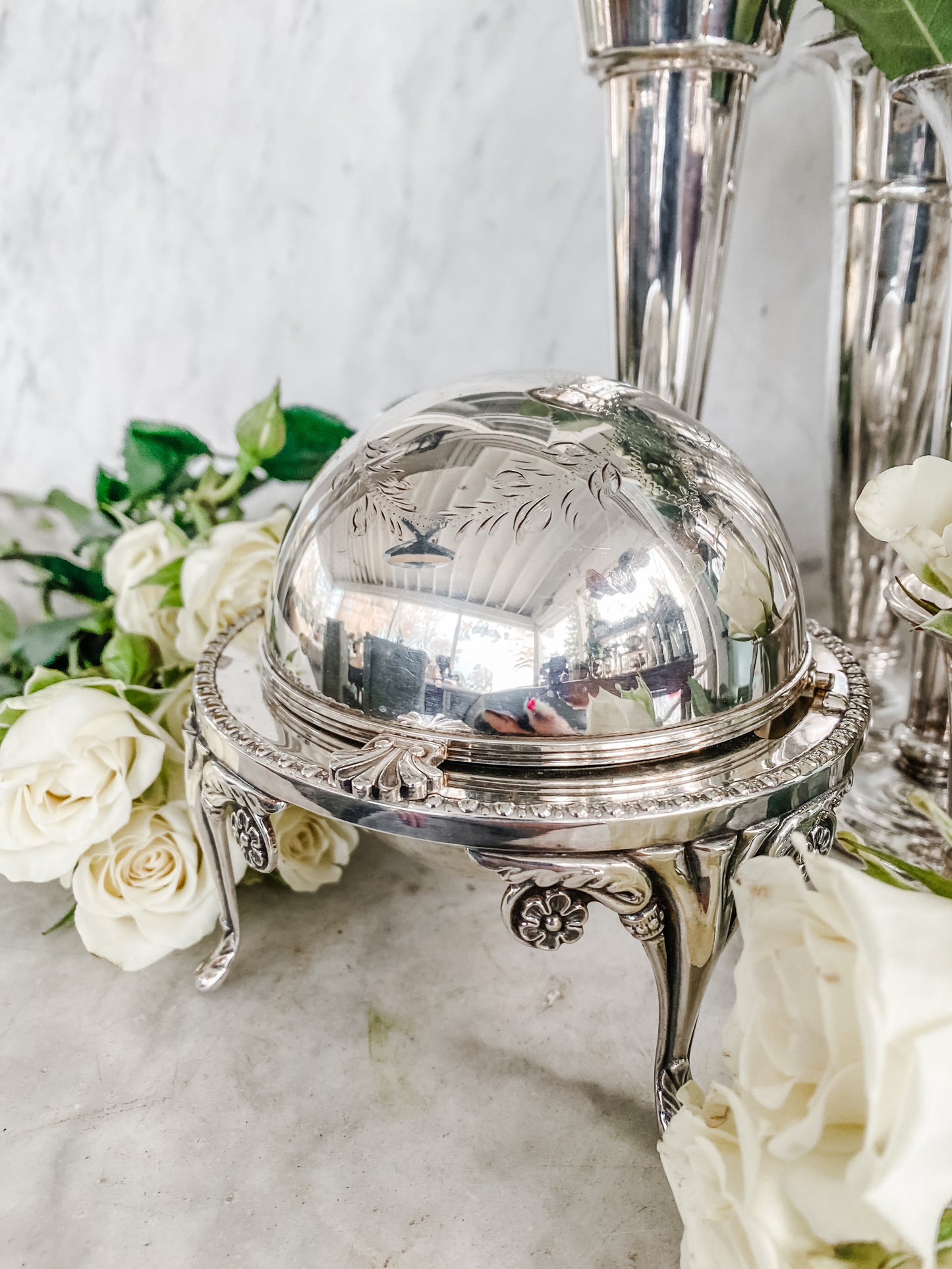 English Revolving Dome Butter Dish