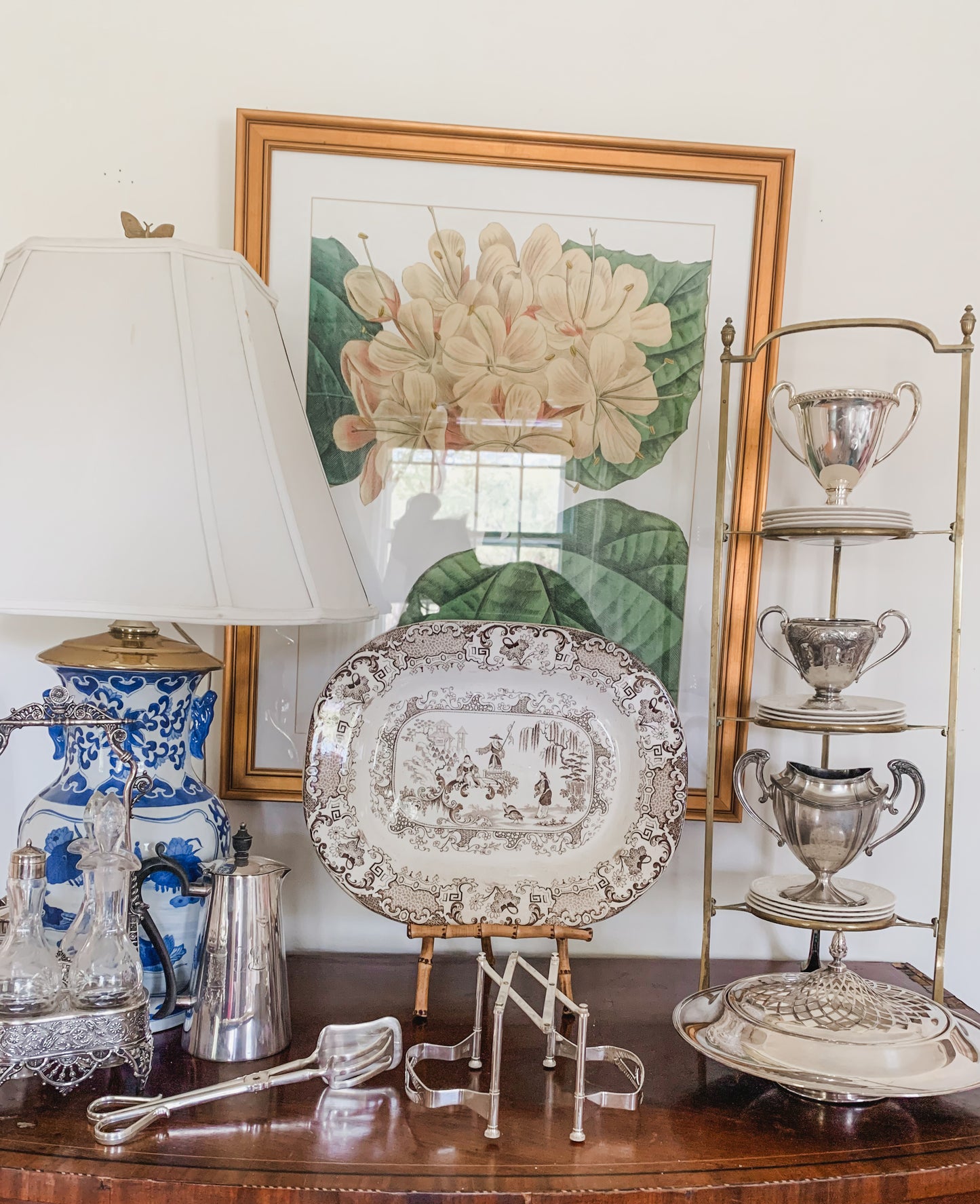 Brown and White Transferware Platter