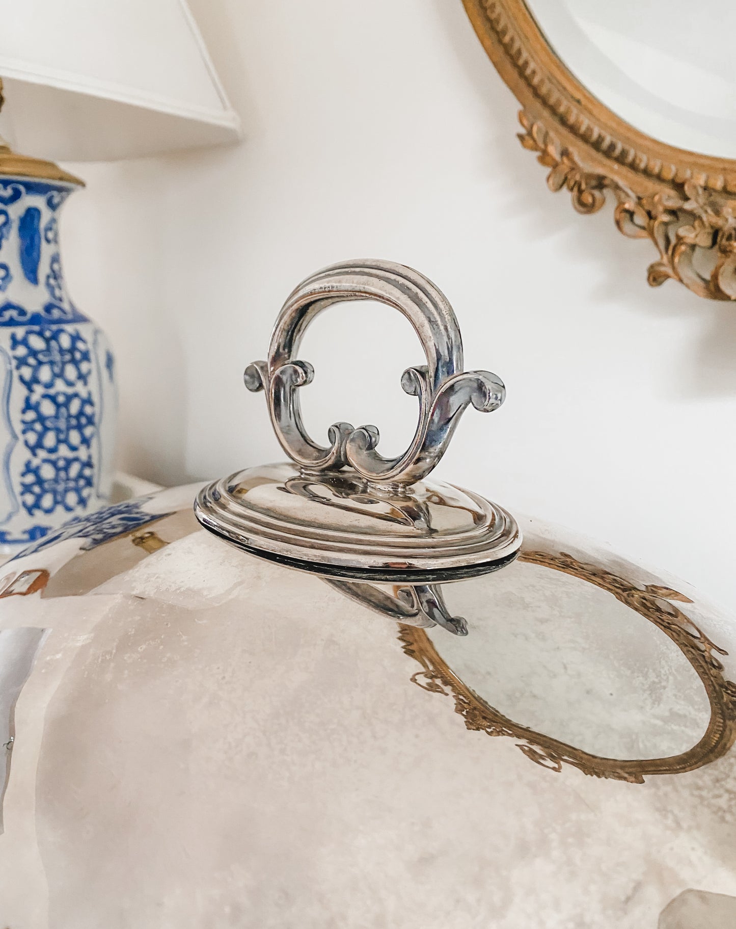 Grand Victorian Silverplate Meat Dome – Stunning Display Piece with Intricate Handle & Hanging Hook