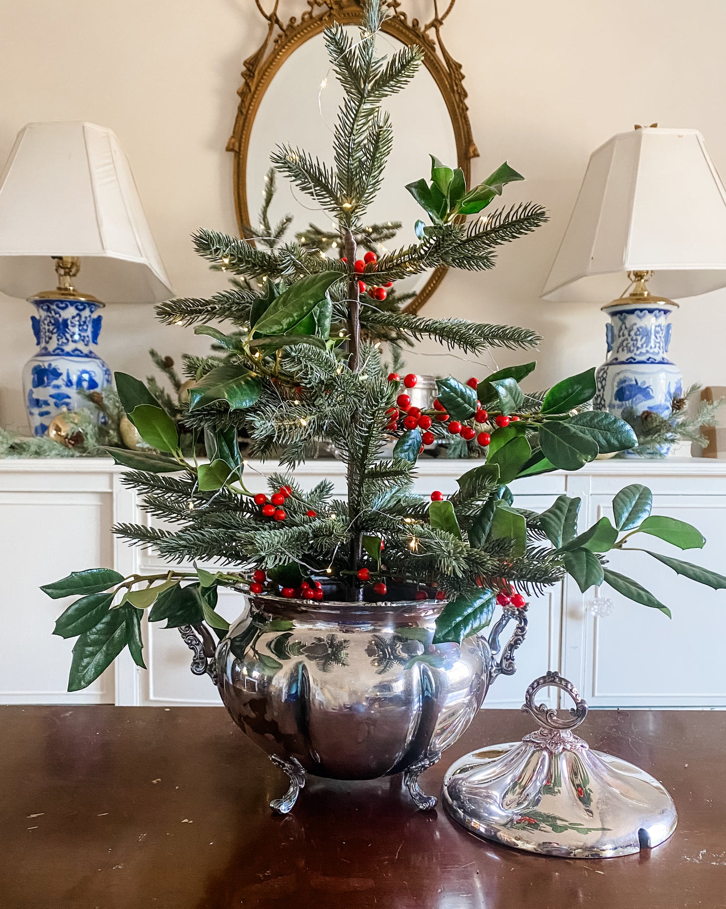 Antique Covered Dish: My perfect Miniature Christmas Tree Holder