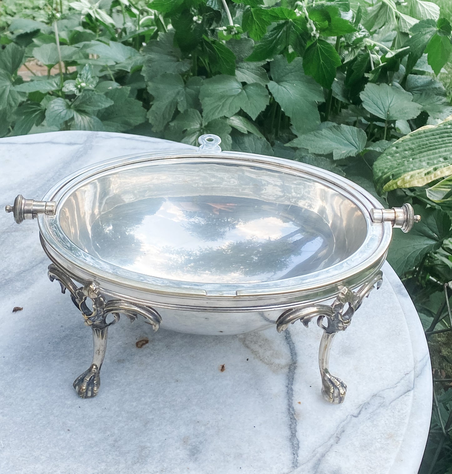 Lovely Antique Revolving Dome Server. (First on left)