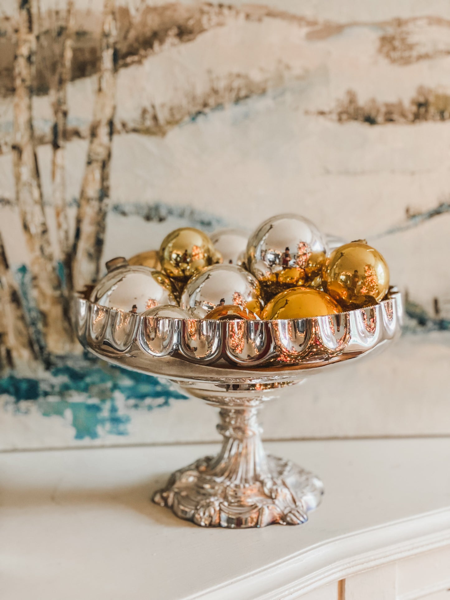 A Very Fine Antique - Walker and Hall Silver and Gold Plated Compote