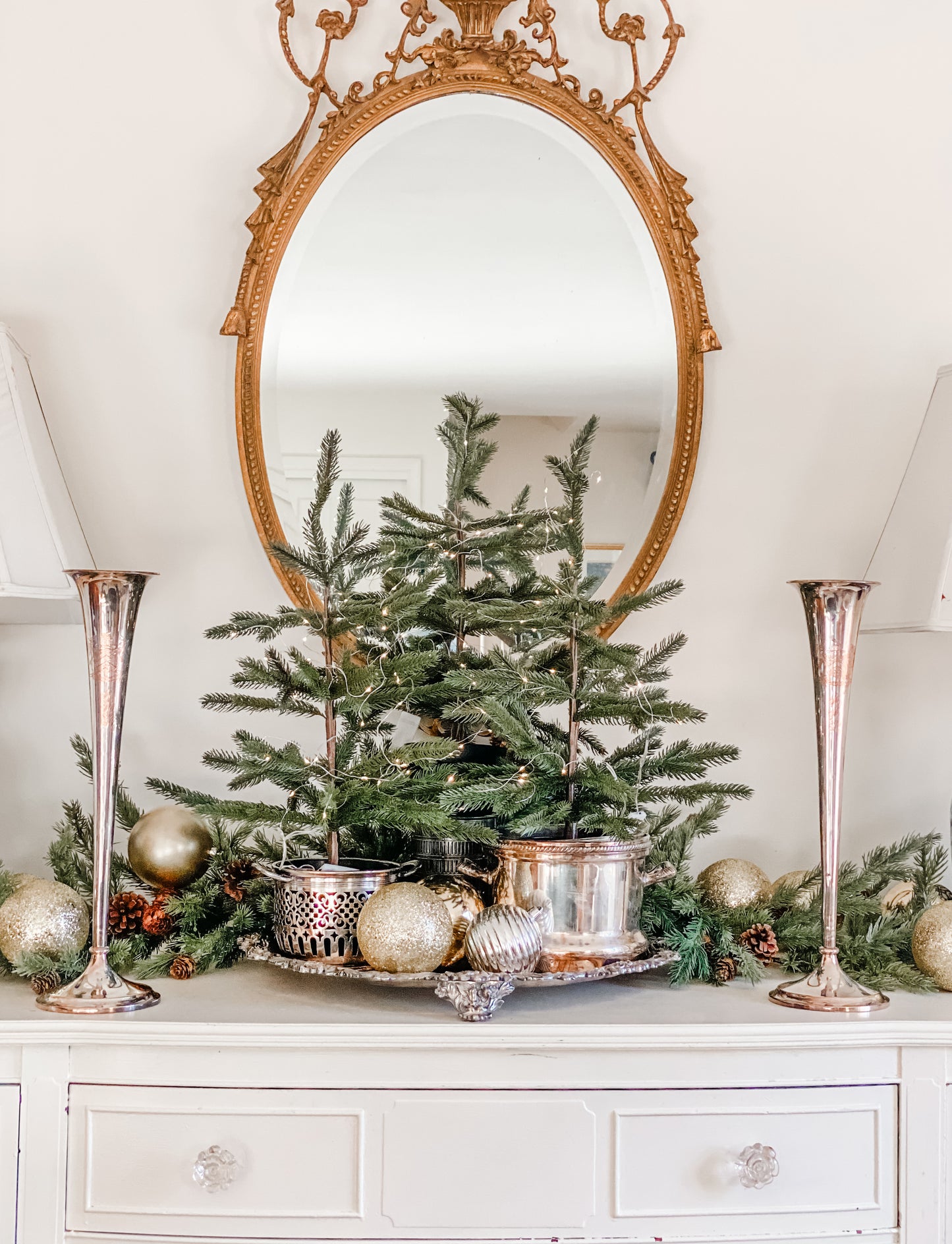 Pair of Antique 1800's Trumpet Vases