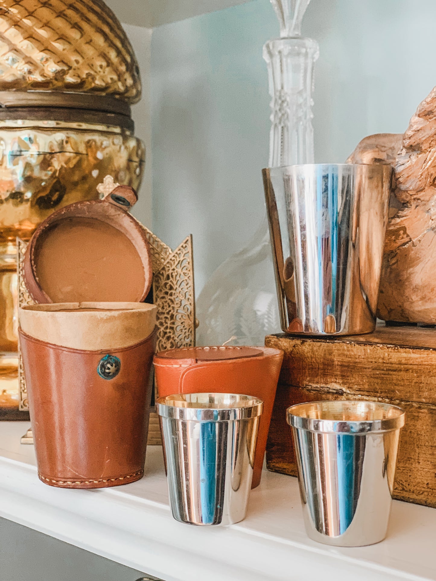 Travel Cup & Shot Glass Set in Leather Cases