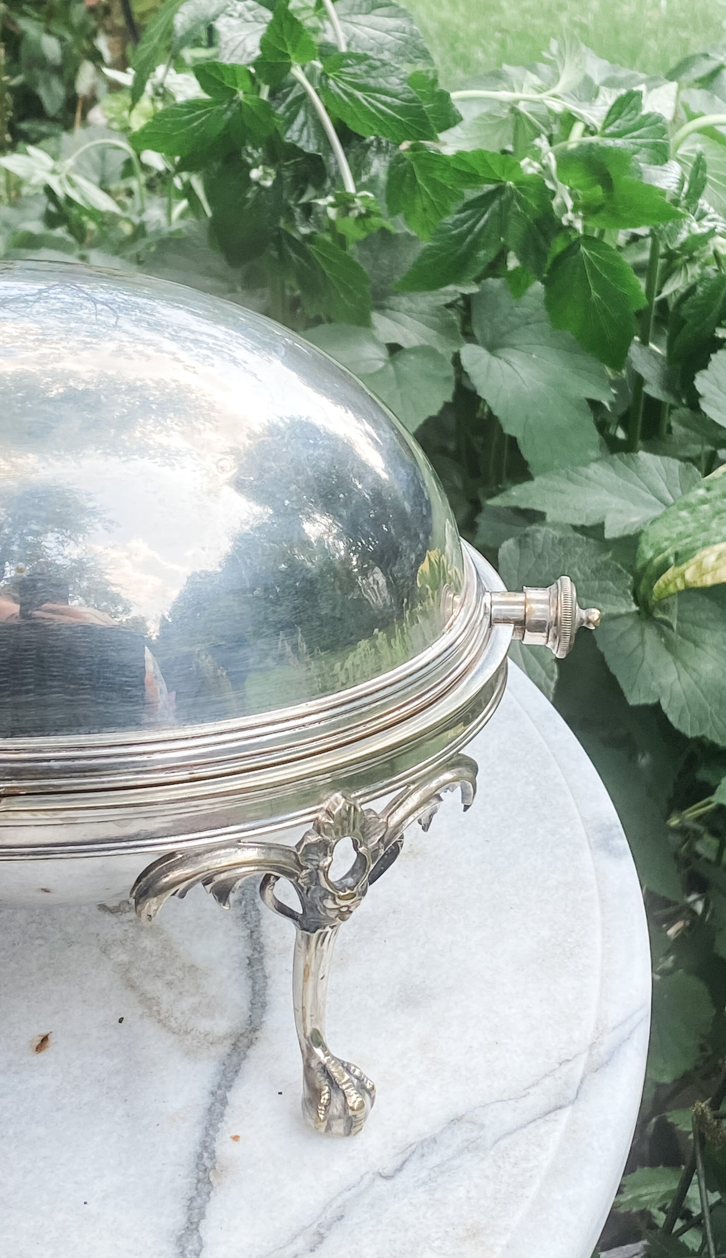 Lovely Antique Revolving Dome Server. (First on left)