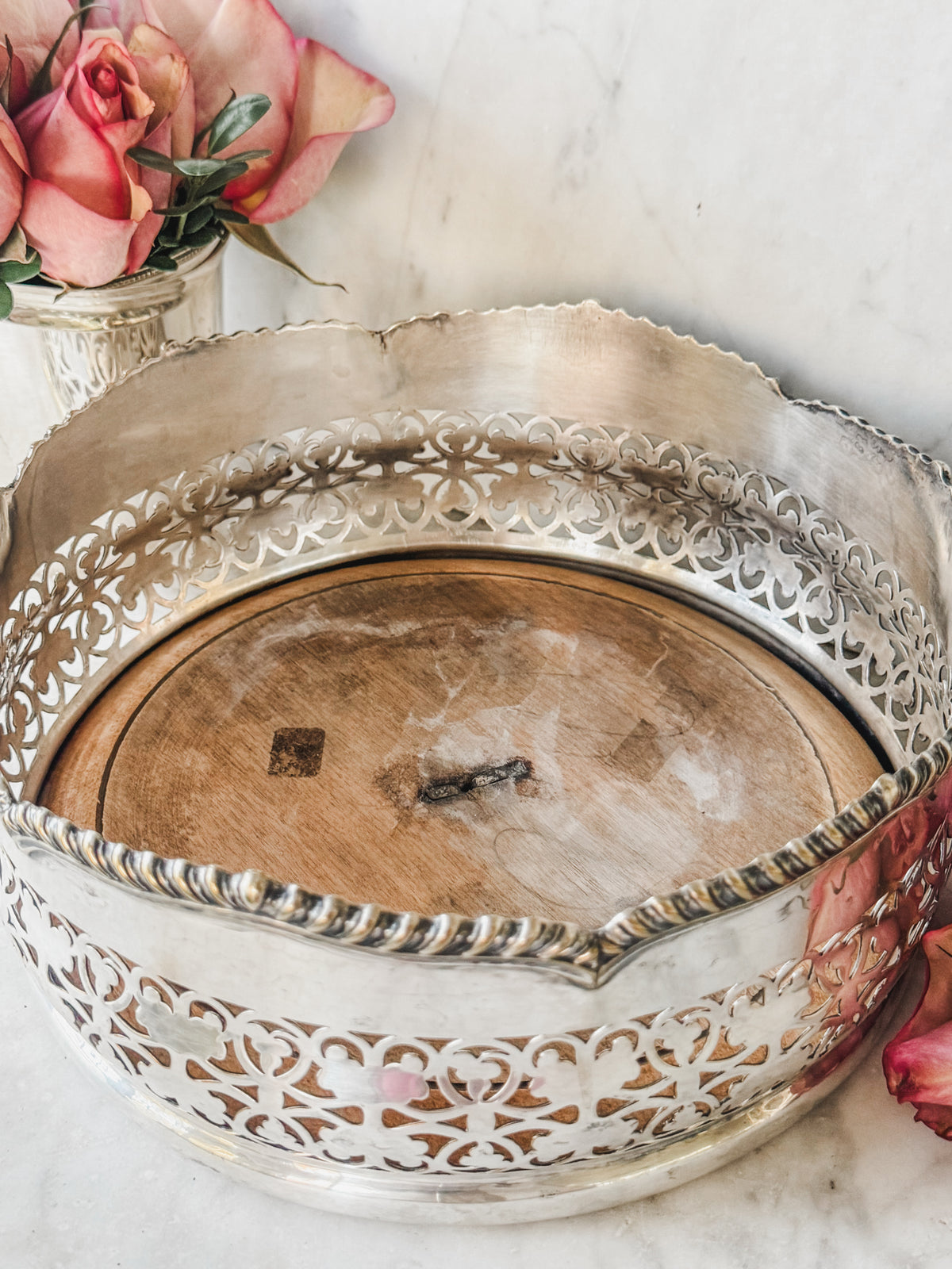 Extra-Large Antique Tray or Wine Coaster — Likely Old Sheffield Plate