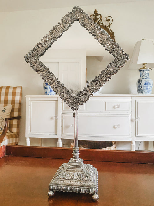 Incredible Victorian Antique Tripleplated Mirror