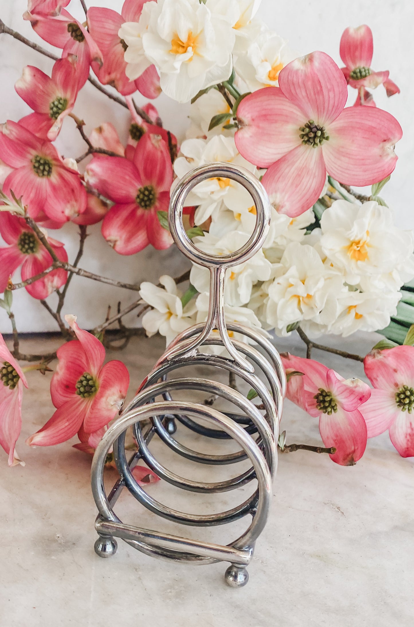 Antique Toast Rack | Ball Feet & Ring Handle | 4” x 2” x 4.75” Tall
