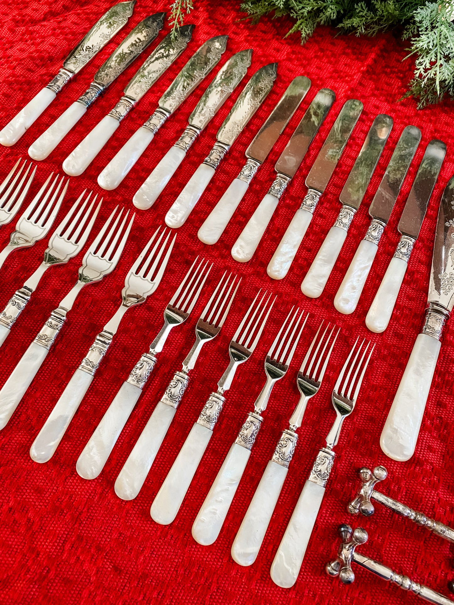 Very Rare Antique English Mother of Pearl Cutlery Set