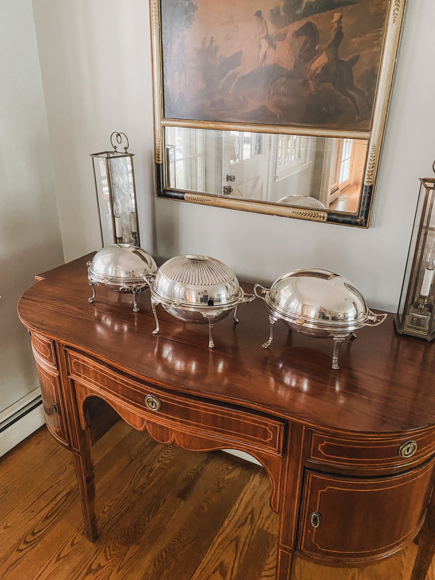 Antique Revolving Dome Silver Server (on the right )