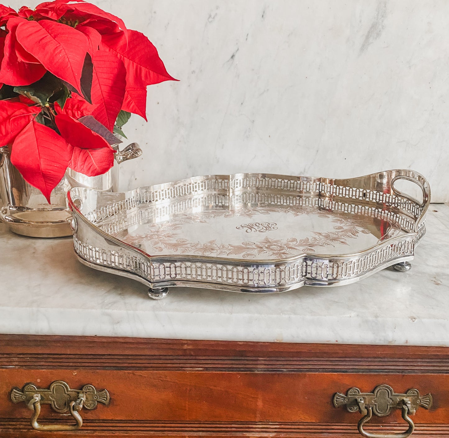 Beautifully Detailed Antique Gallery Tray