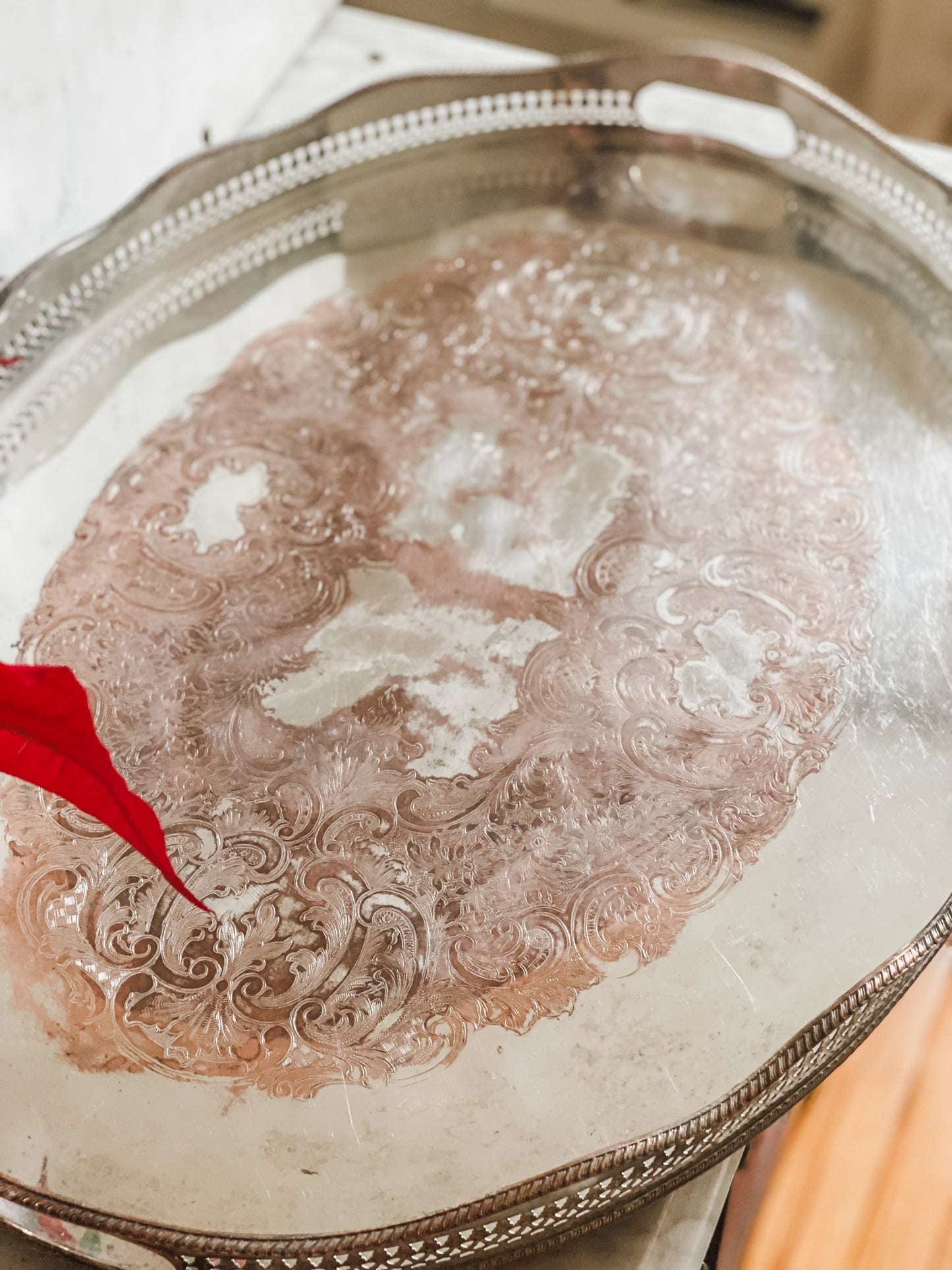 Huge Antique English Gallery Tray