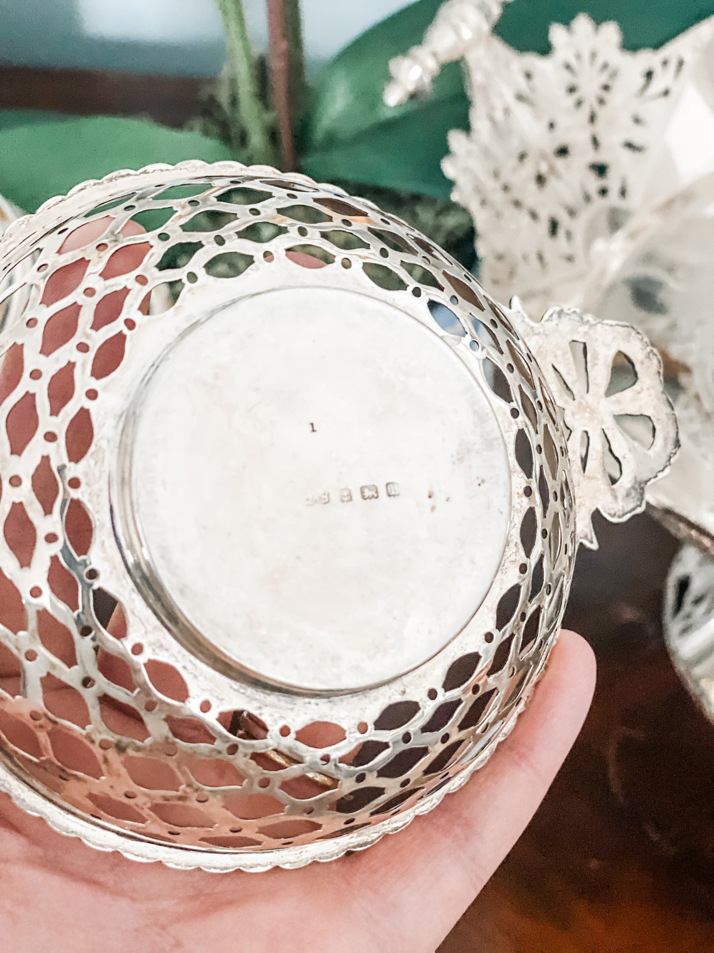 Sterling Silver Antique Nut Dish