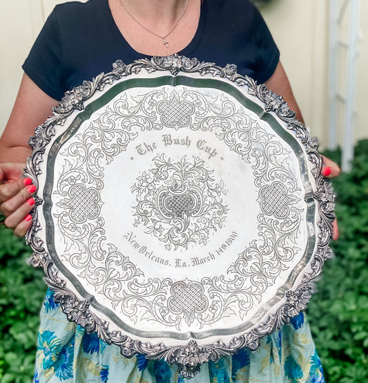Antique Mach 14, 1900 New Orleans Trophy Tray by Gorham