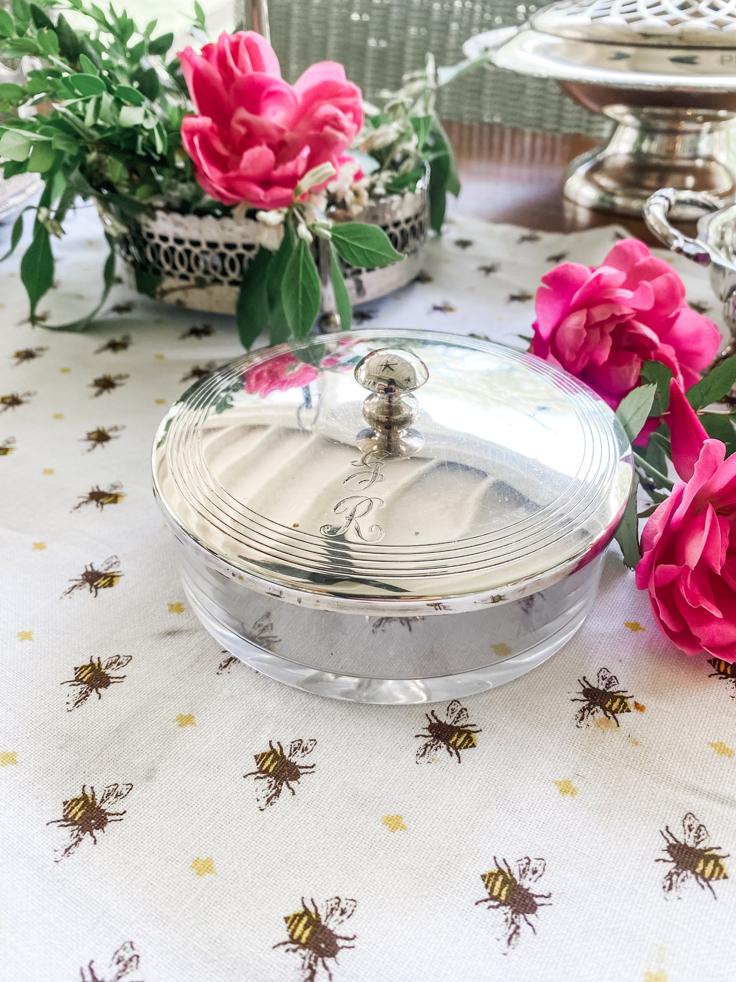 Charming antique Glass and Silver Bowl