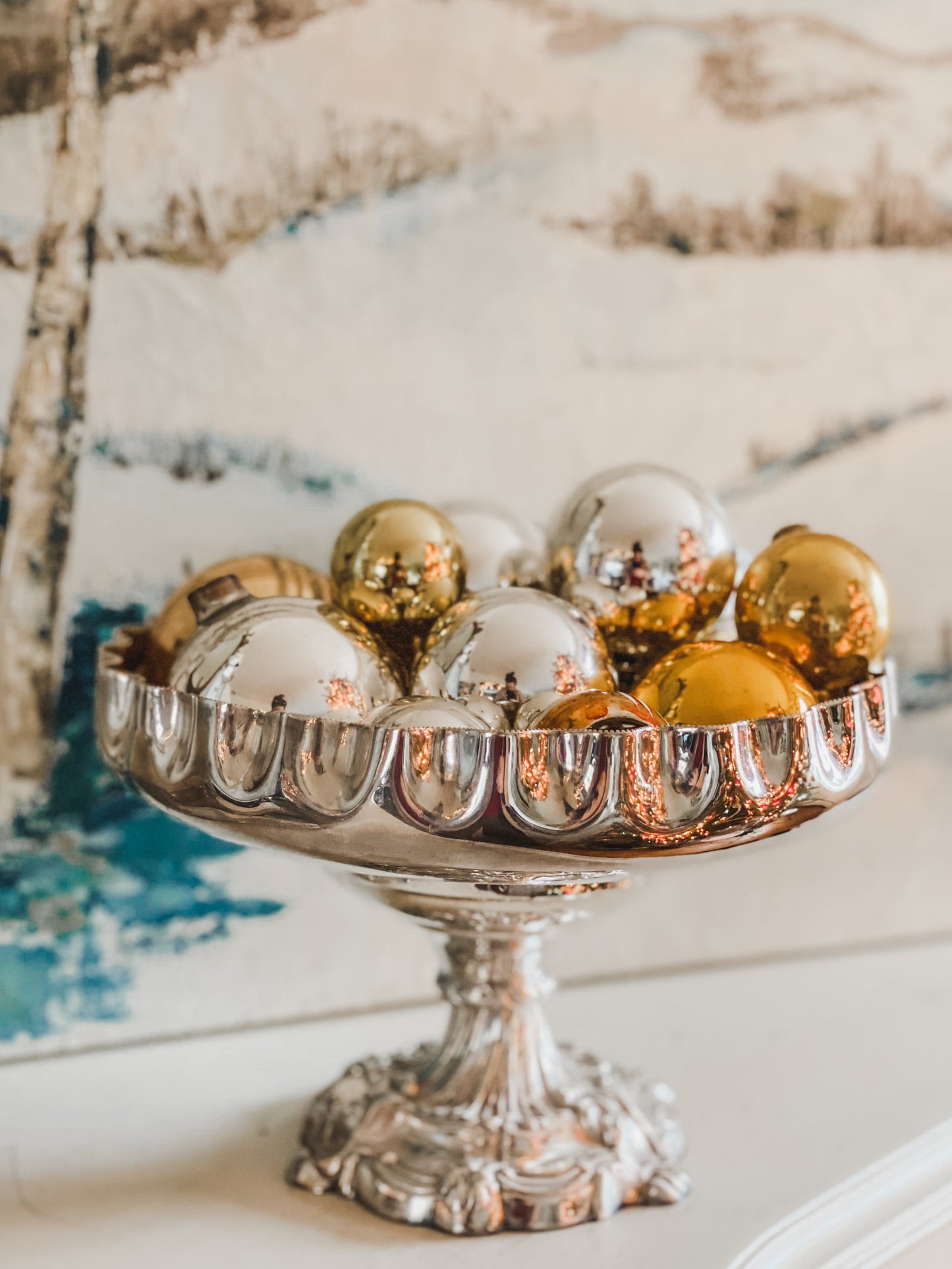 A Very Fine Antique - Walker and Hall Silver and Gold Plated Compote