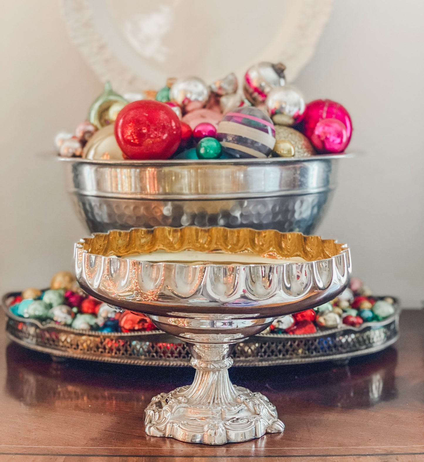 A Very Fine Antique - Walker and Hall Silver and Gold Plated Compote