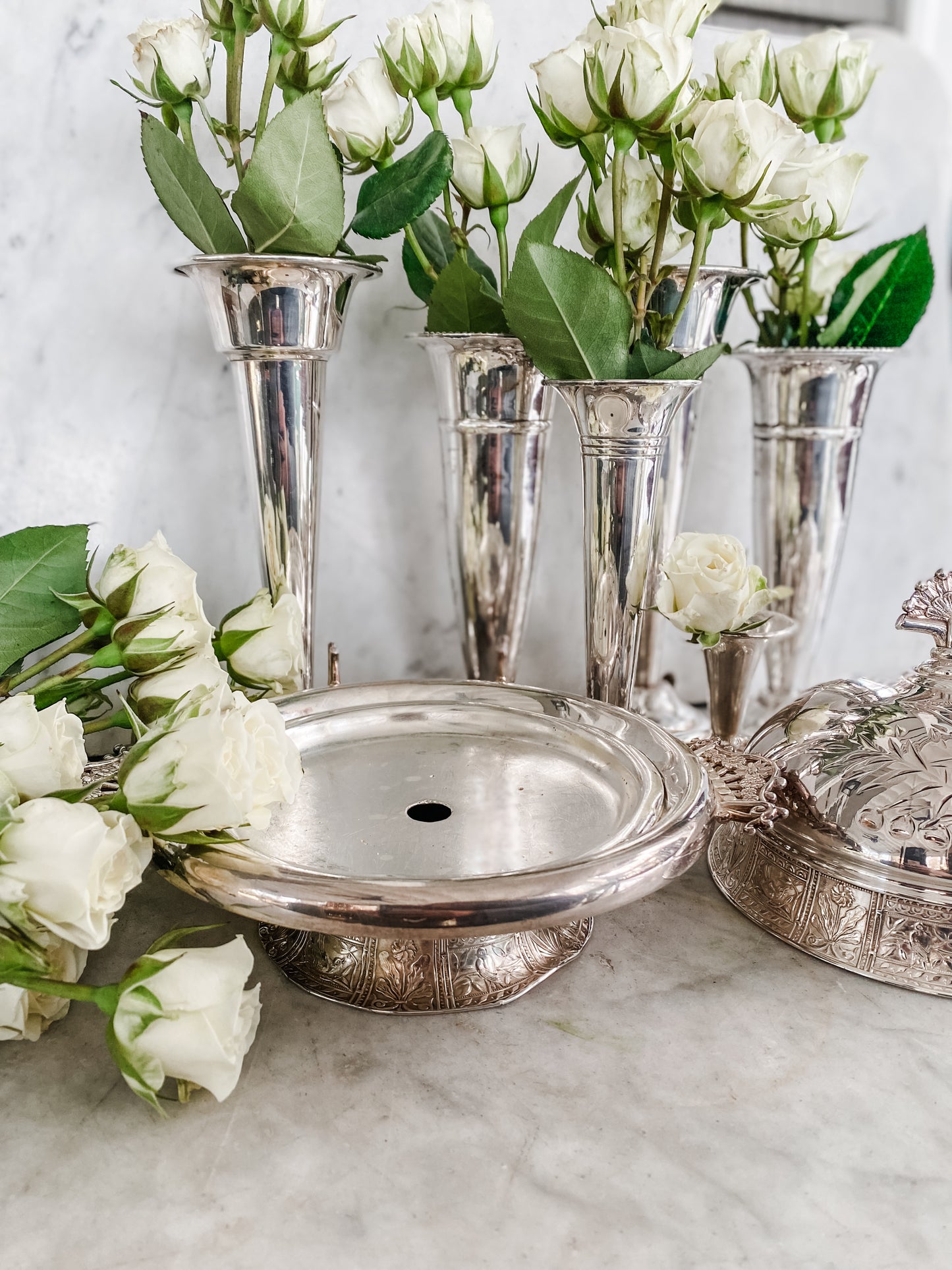 Large Antique Quadroupleplate Dome Butter Dish