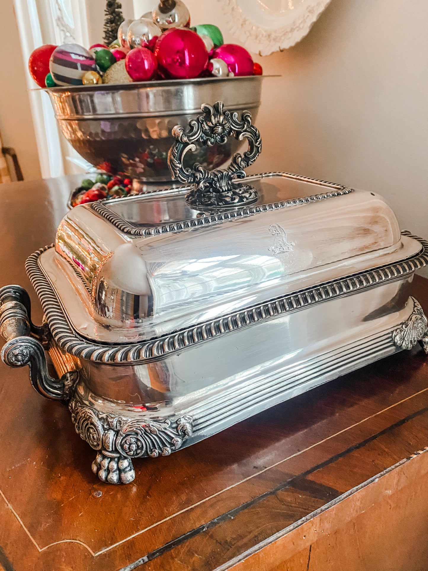 Historic and Remarkable Example of Old Sheffield Plate 3-piece Chafing Dish