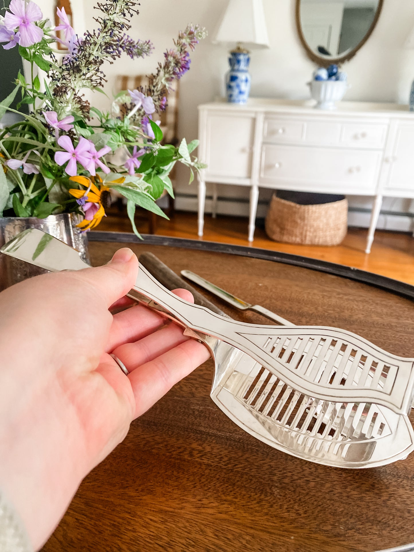 Set of 3 Utensils Including Asparagus Tongs and Cheese Spoon