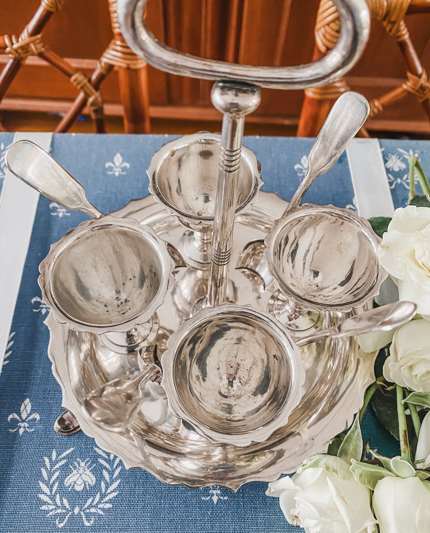 Antique Collingwood & Co. Silverplate Egg Caddy – Complete with Egg Cups & Spoon Slots