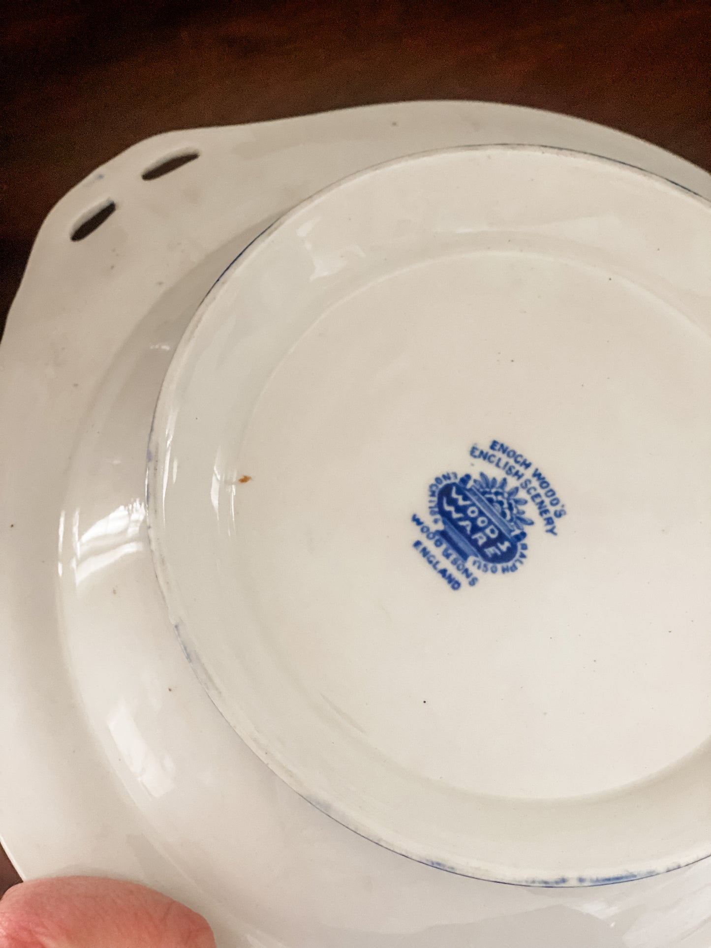 Antique Blue and White English Serving Bowl